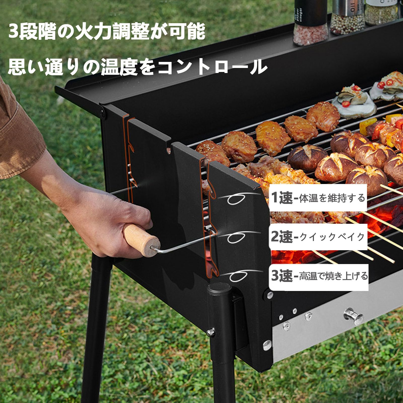 Amazon | バーベキューコンロ 炭火焼き 中型 折りたたみ 焚き火台 火力 