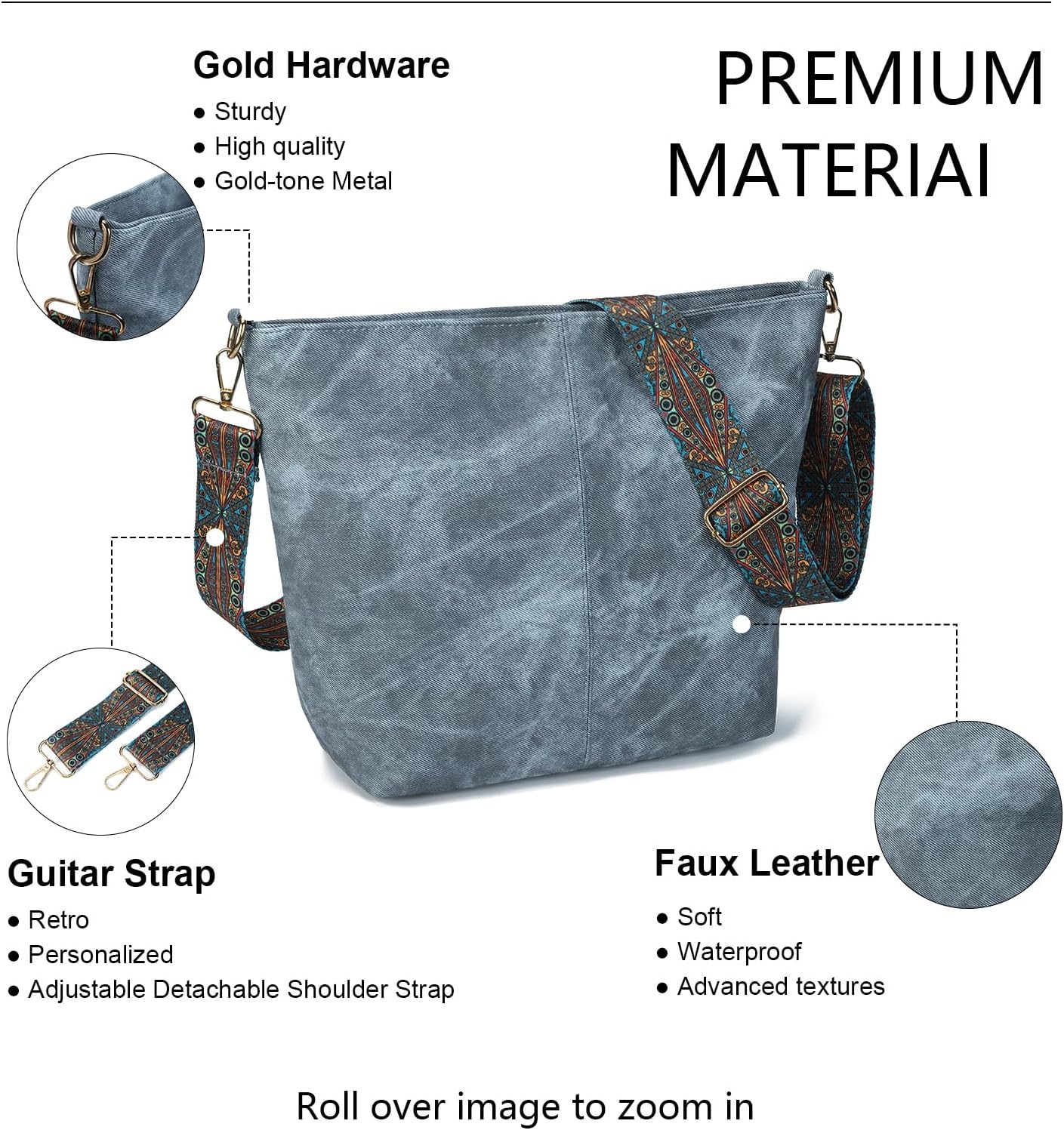 LAVTUG Hobo Bag for Women, Vegan Leather Shoulder Handbags Slouchy Bag with Zipper Everyday Tote Purse, Adjustable Strap | Slouchy, for Work, Travel, Weekender - Image 5