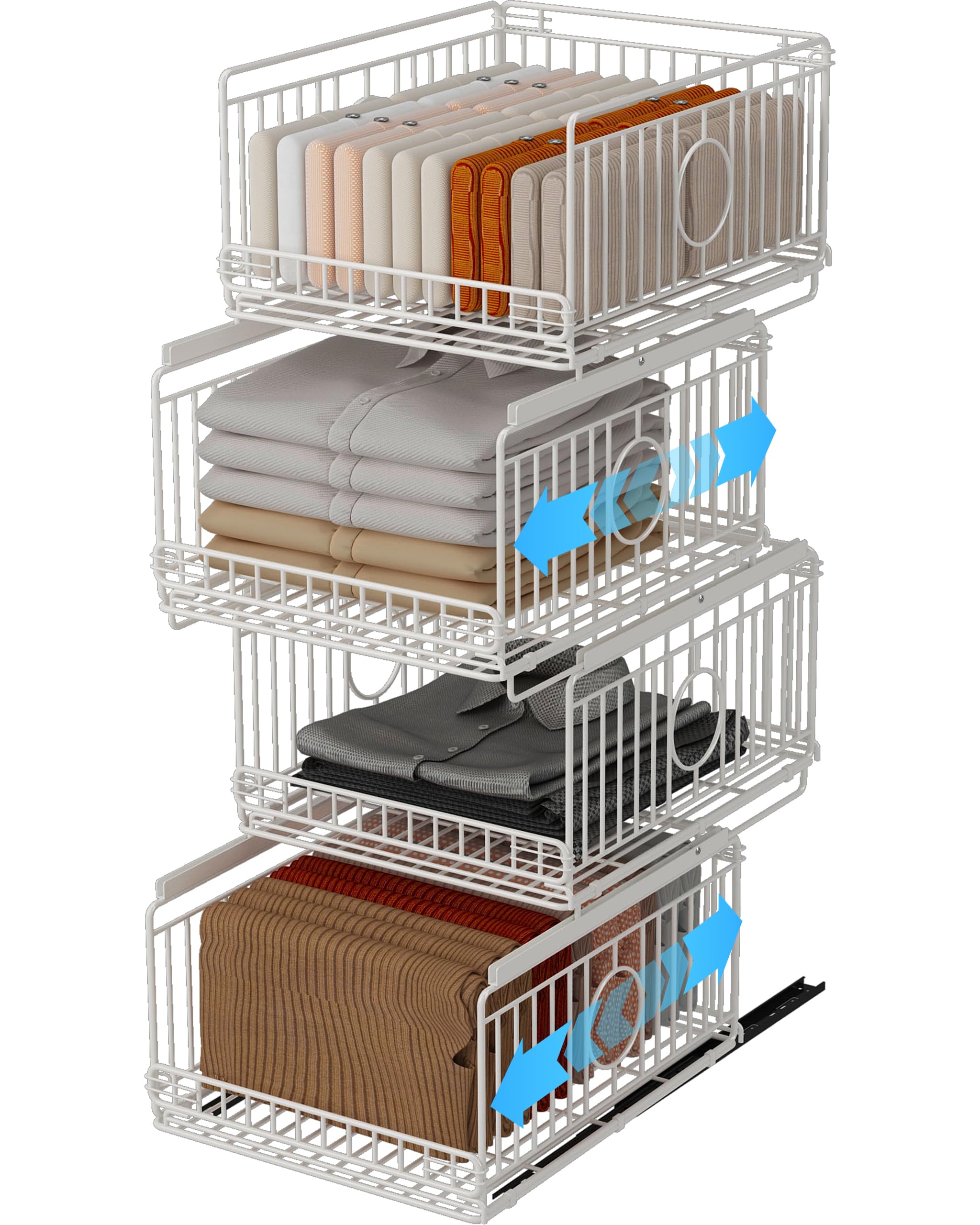 Lot de 4 Organisateur pour Armoire, Vetement Placard Rangement