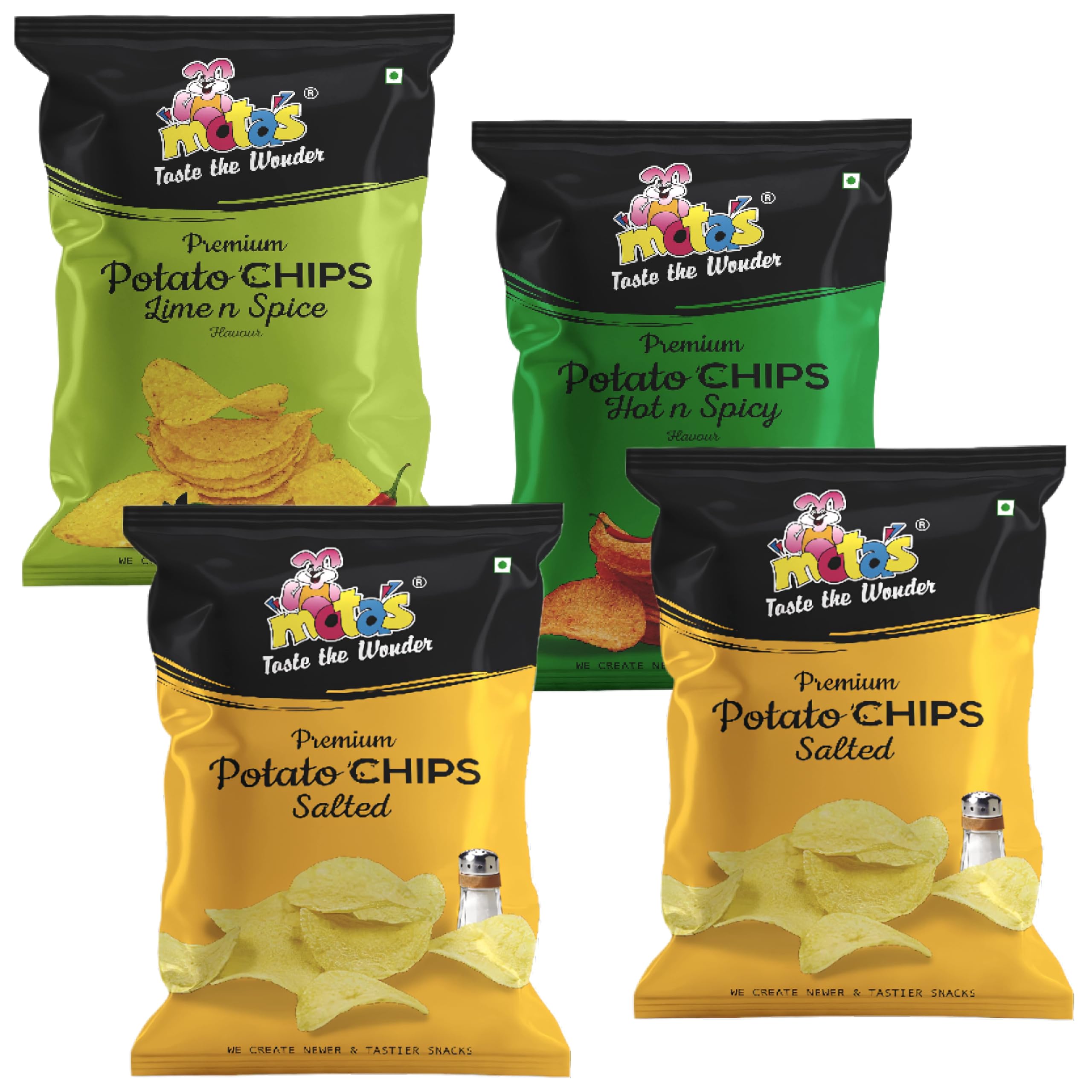 MOTAS Potato Chips 4 Packs x 100gms | Fresh, Crispy and Crunchy Potato Chips | 3 Assorted Flavors Pack – Salted (2), Lime N Spice (1) & Hot N Spicy (1) | Perfect Snack | Crafted with Care (B0CYH5Y6HX) Amazon Price History, Amazon Price Tracker