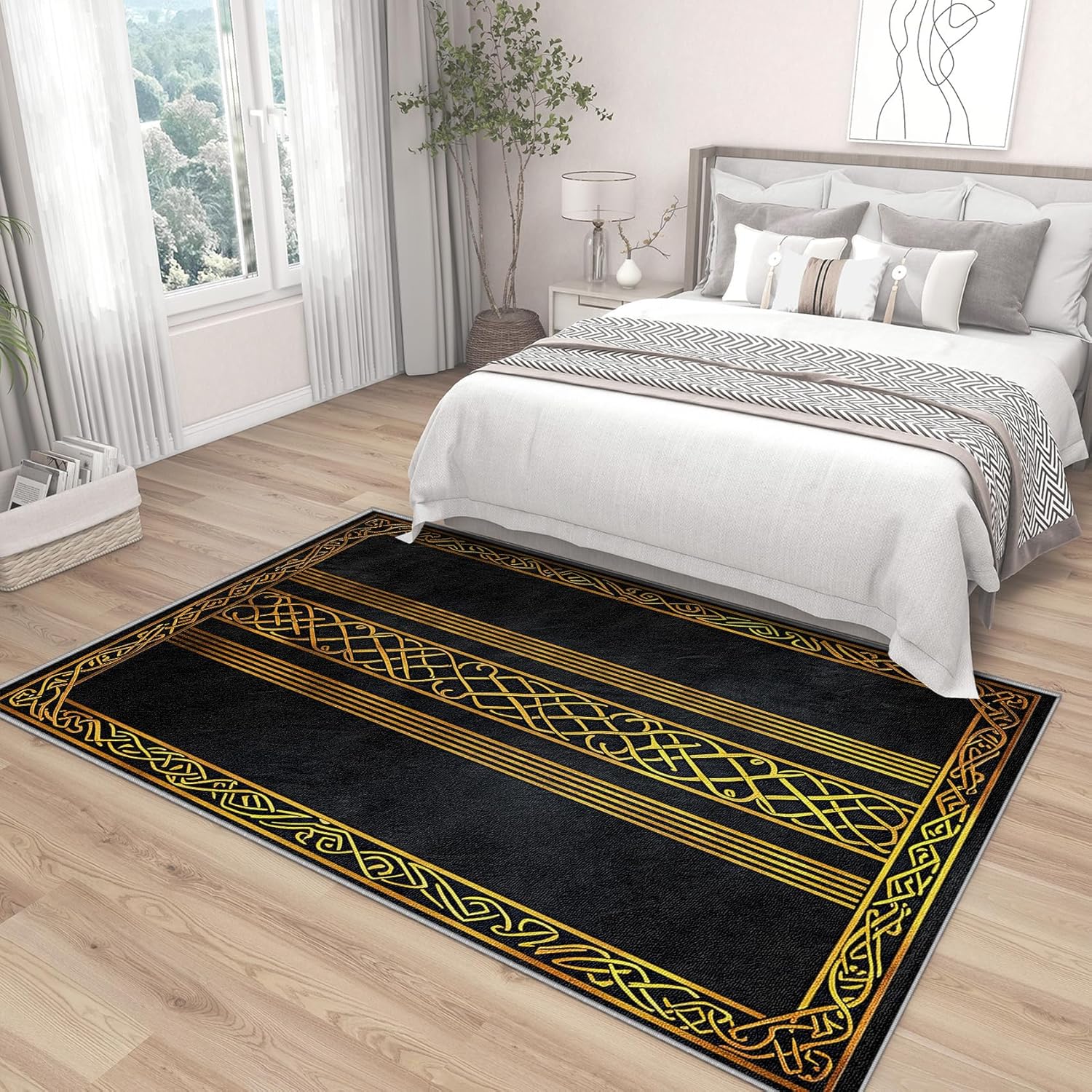 Viking Rug 8x10 - Celtic Knot Rug, 2x3 Rug, Vintage Mystical Medieval Area Rug, Geometric Abstract Luxury Door Mat, Washable & Non Slip & Soft Small Carpet, Celtic Knot Home Decor