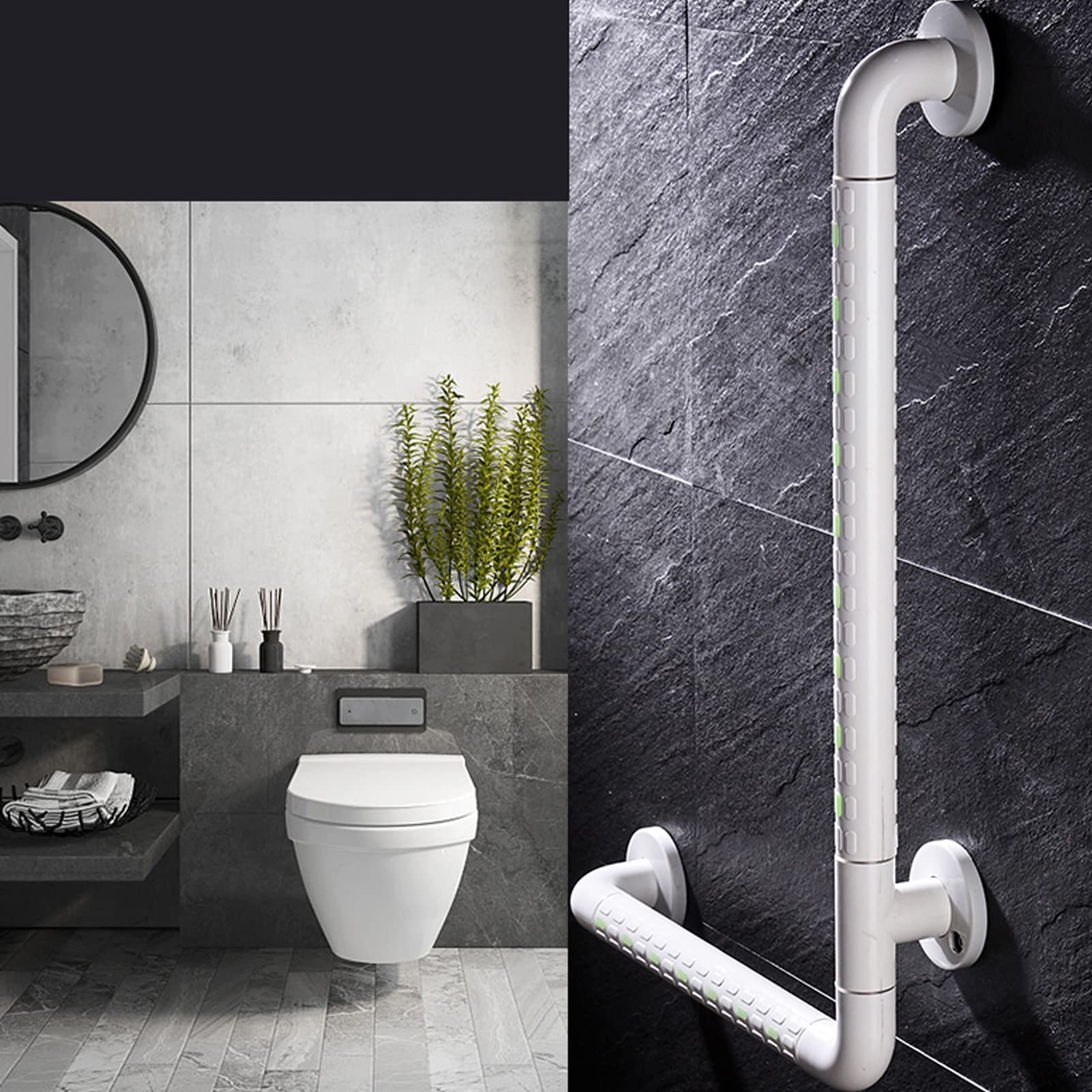 Asa De Seguridad De Acero Inoxidable,Barras De SujecióN Ducha en Forma De L,Asa Antideslizante Para Asidero De BañEra,Ayuda De Seguridad Para BañO Para Personas Mayores,Blanco (70x70cm/27.6x27.6in)