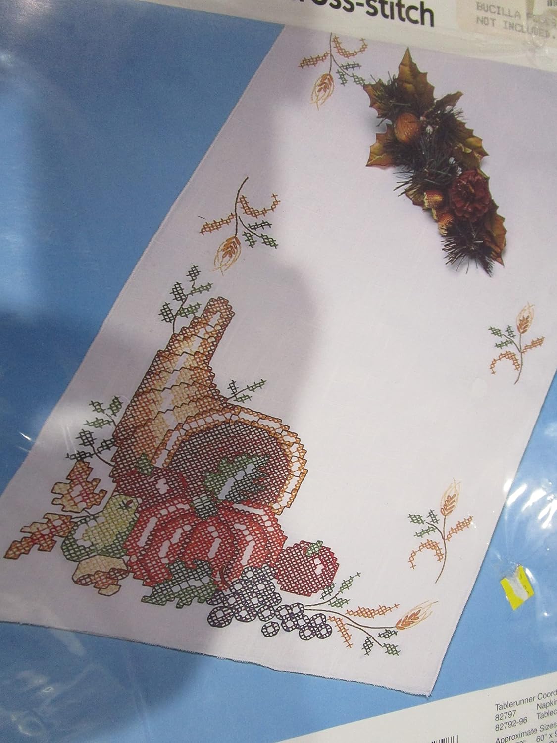 Bucilla Stamped Cross Stitch 827981 Autumn Harvest Tablerunner