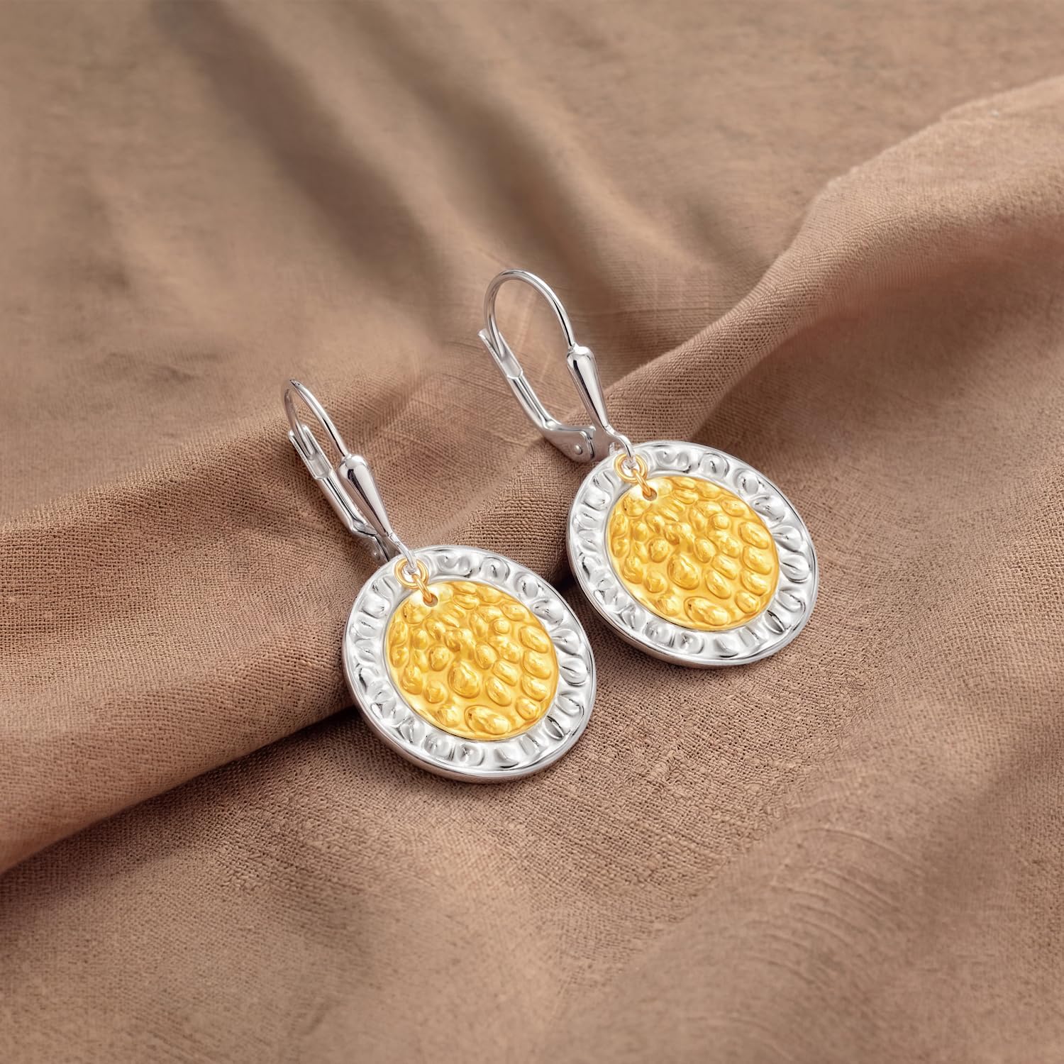 LeCalla 925 Sterling Silver Drop & Dangle Earrings for Women | Handmade Hammered Textured Drop Dangle Earring Jewelry | Women's Hammered Earrings Jewelry for Gift Mom Wife