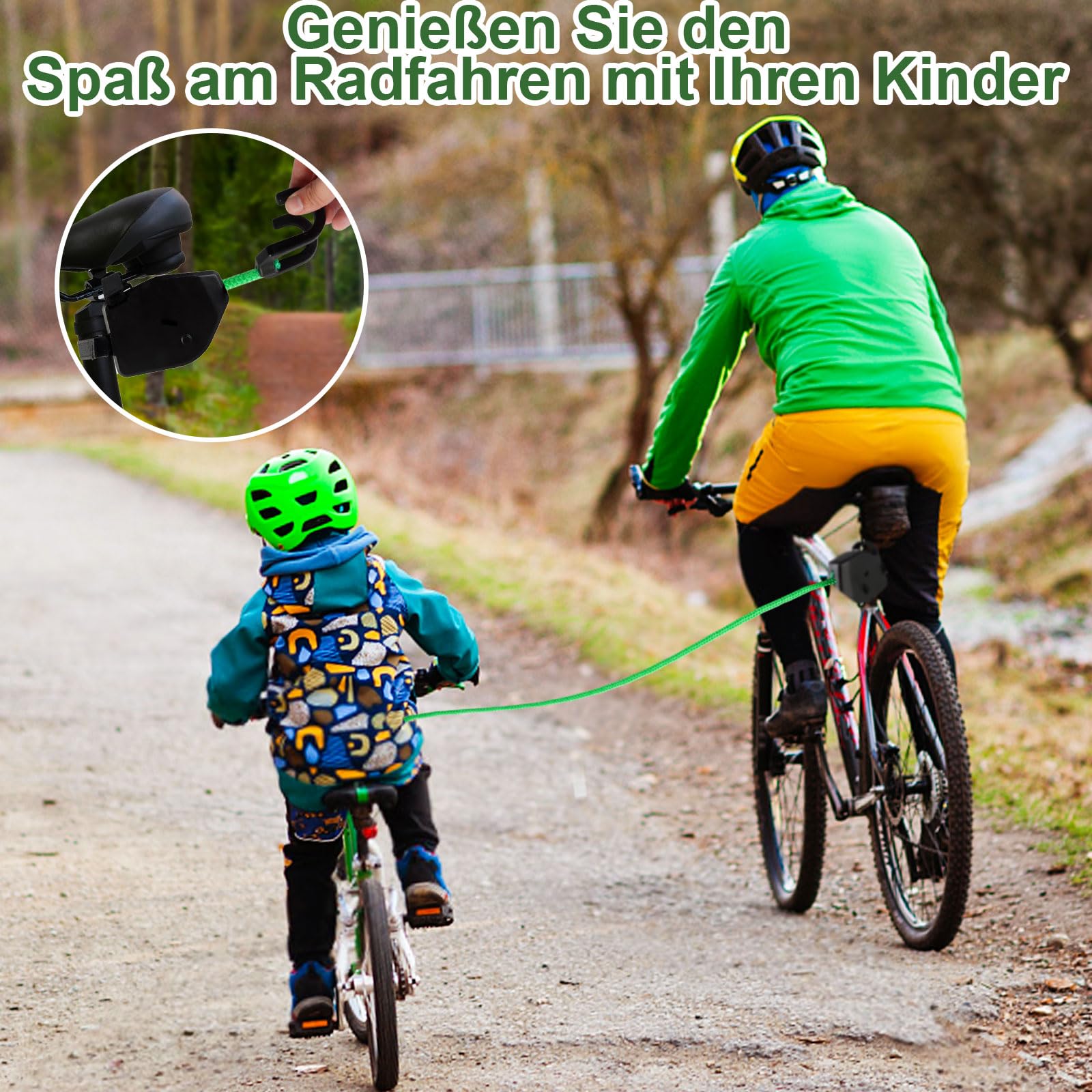 Fune Di Traino Per Bicicletta Per Bambini – Sistema Follow-Me Da 2,5 Metri, Universale, Con Velcro E Gancio Per Manubrio