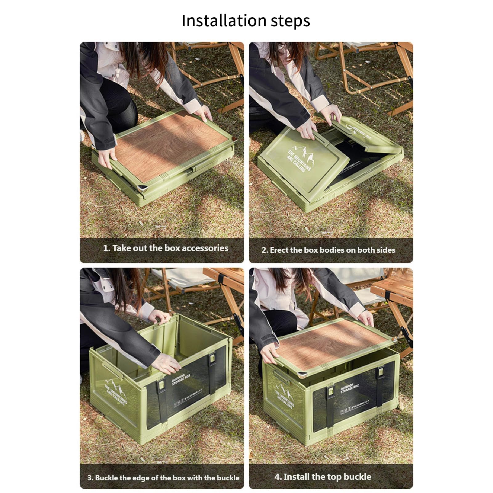 Boîte de rangement pliable pour le camping - Design pliable pour un transport facile et un gain de place - Robuste - En polypropylène et PET - Organisateurs pliants