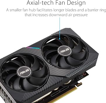 ASUS Dual NVIDIA GeForce RTX 3060 OC Edition Gaming Graphics Card (PCIe 4.0, 12GB GDDR6 Memory, HDMI 2.1, DisplayPort 1.4a, 2-Slot Design, Axial-tech Fan Design, 0dB Technology, and More