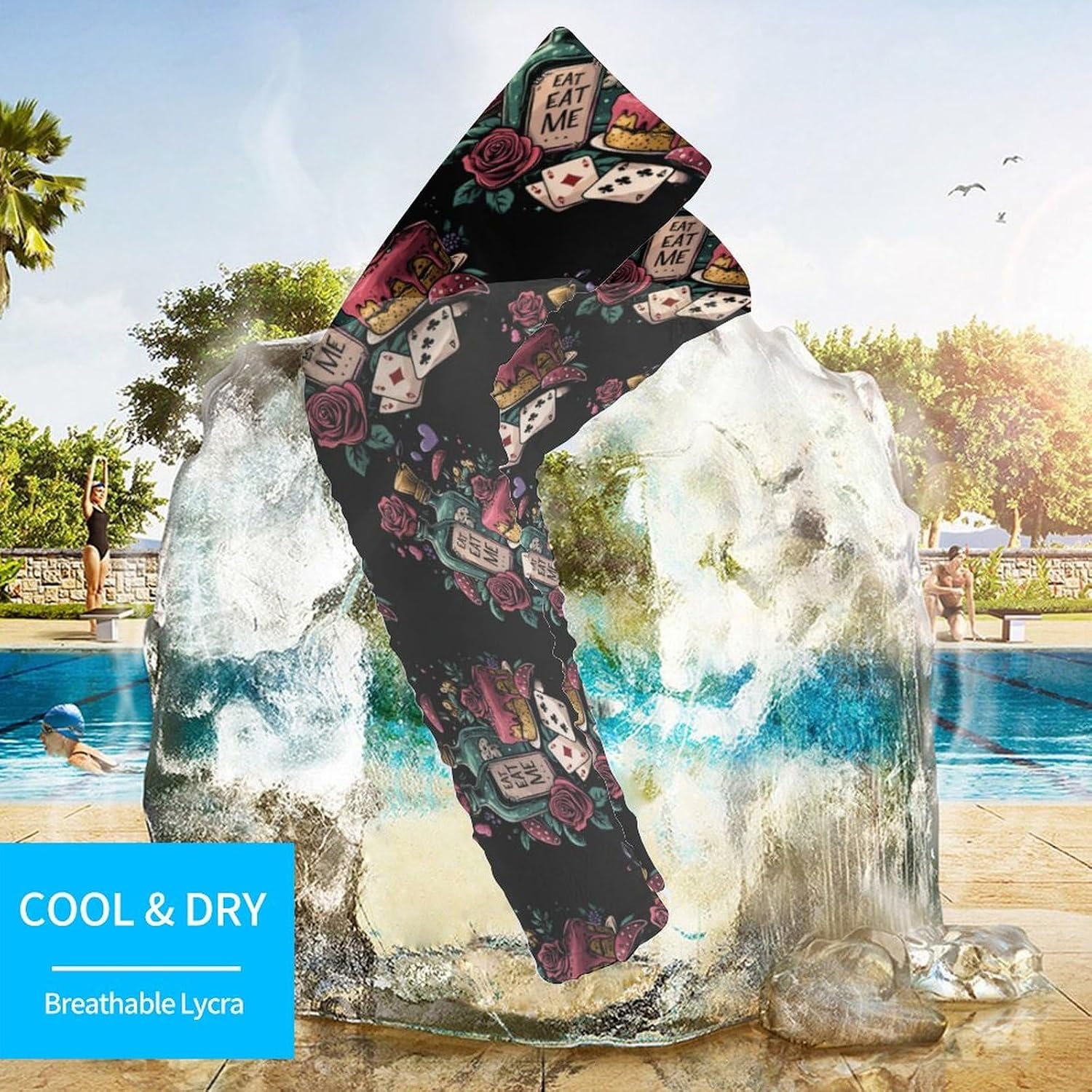 Playing Poker Cards Cake Arm Sleeves Sun Protection Sleeves Sports Cooling Arm Compression Sleeve for Men Women
