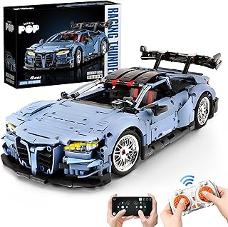 Kit de construction de voiture télécommandée, 1:10 M4 Champion, blocs de construction de voiture de course et jouets de construction, cadeau pour les amateurs de techniques adultes et garçons à partir