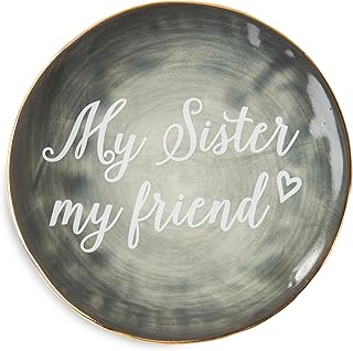 Pavilion Gift Company Emmaline "My Sister My Friend" Ceramic Decorative Plate, 5", Charcoal
