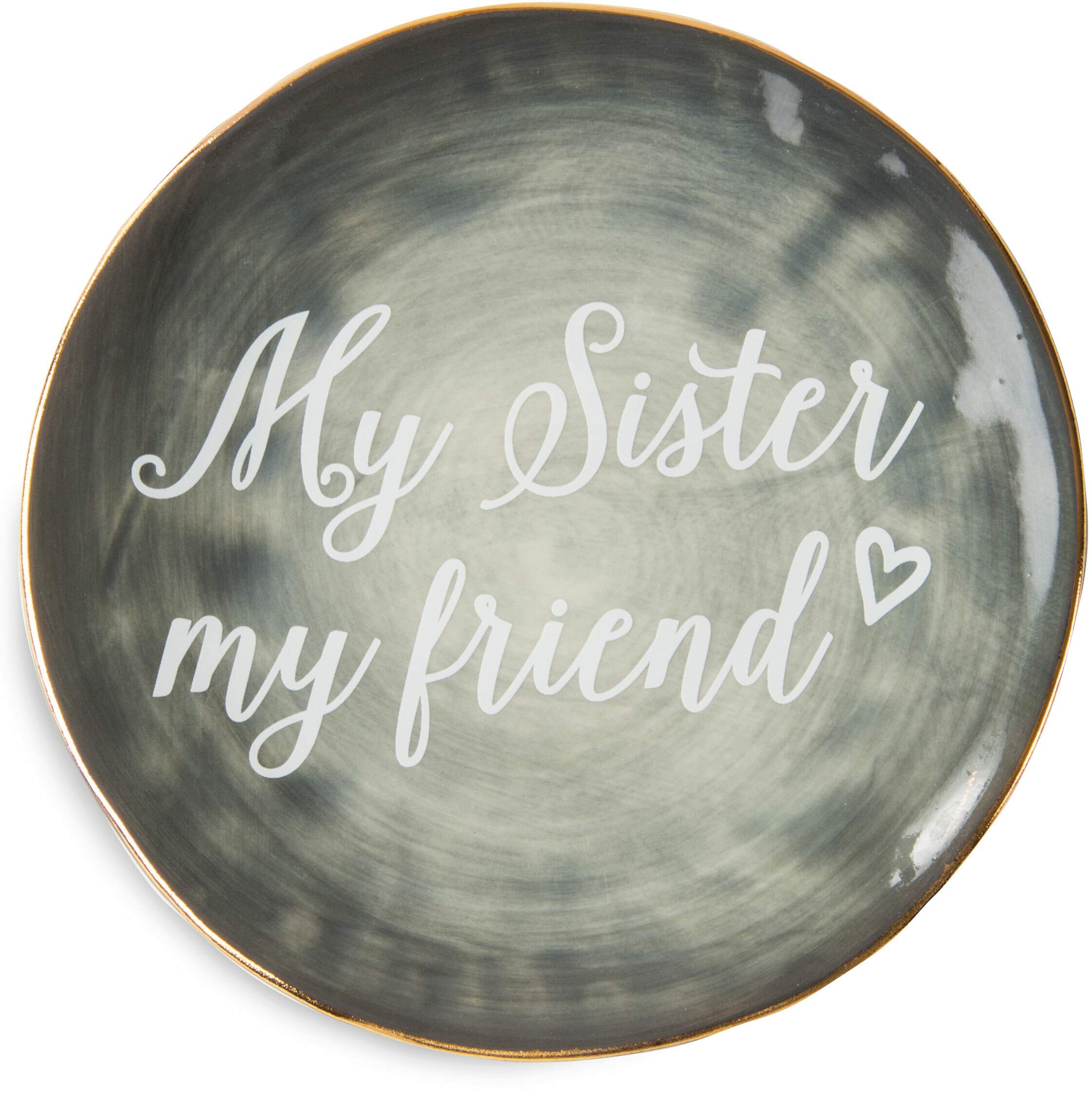 Plato decorativo de cerámica gris de 12,7 cm My Sister My Friend