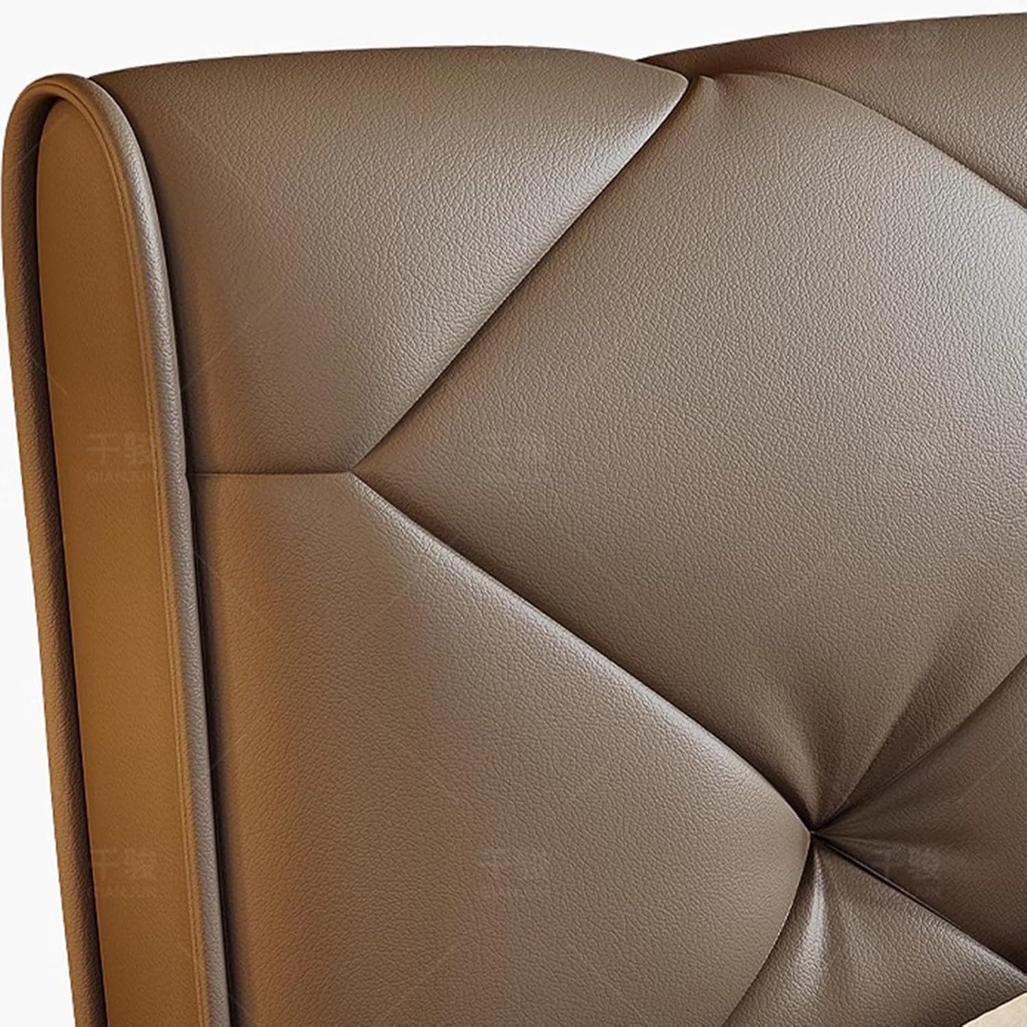 Modern Brown Full Size Bed Frame, Queen Size Platform Bed Wooden Slats Support with Headboard, Noise-Free