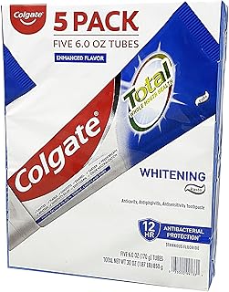 Colgate Total Whitening Toothpaste, Enhanced Mint Flavor, 5 - Pack (6 oz. Tubes)
