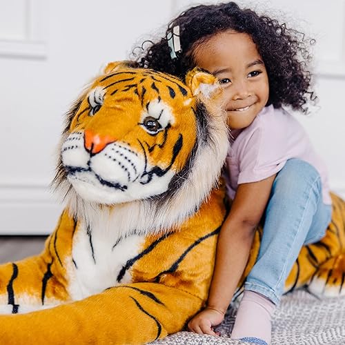 Miniatura 6 de Tigre gigante de peluche de Melissa & Doug, realista (más de 5 pies de largo)