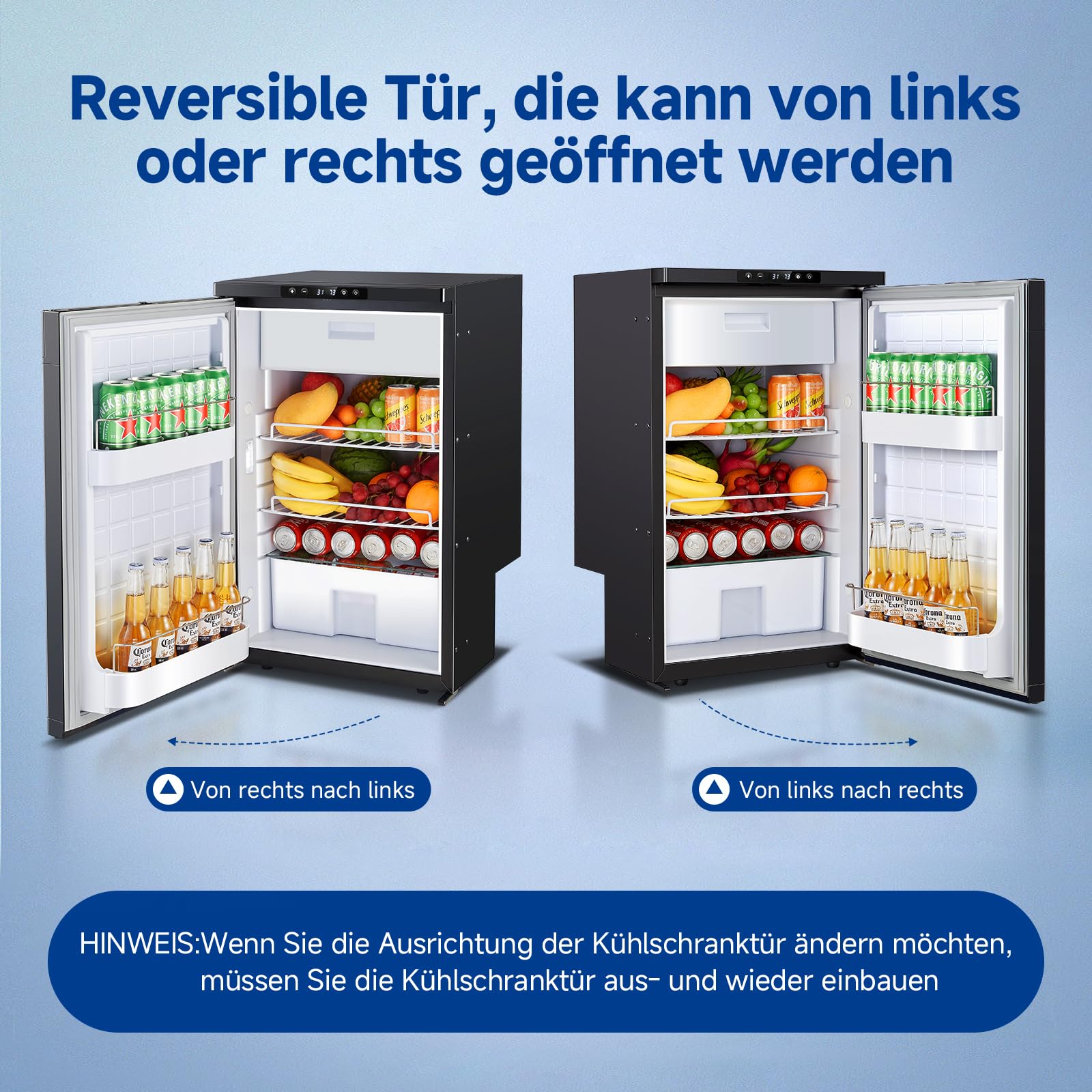 AAOBOSI 83L Kompressor Kühlbox, Wohnmobil Kühlschrank mit APP-Steuerung, 12/24V DC, Kühlbox Auto mit LED-Leuchten, bis -20℃ Kompressor Kühlschrank für Auto, LKW, Boot, Reisemobil, Camping und Reisen