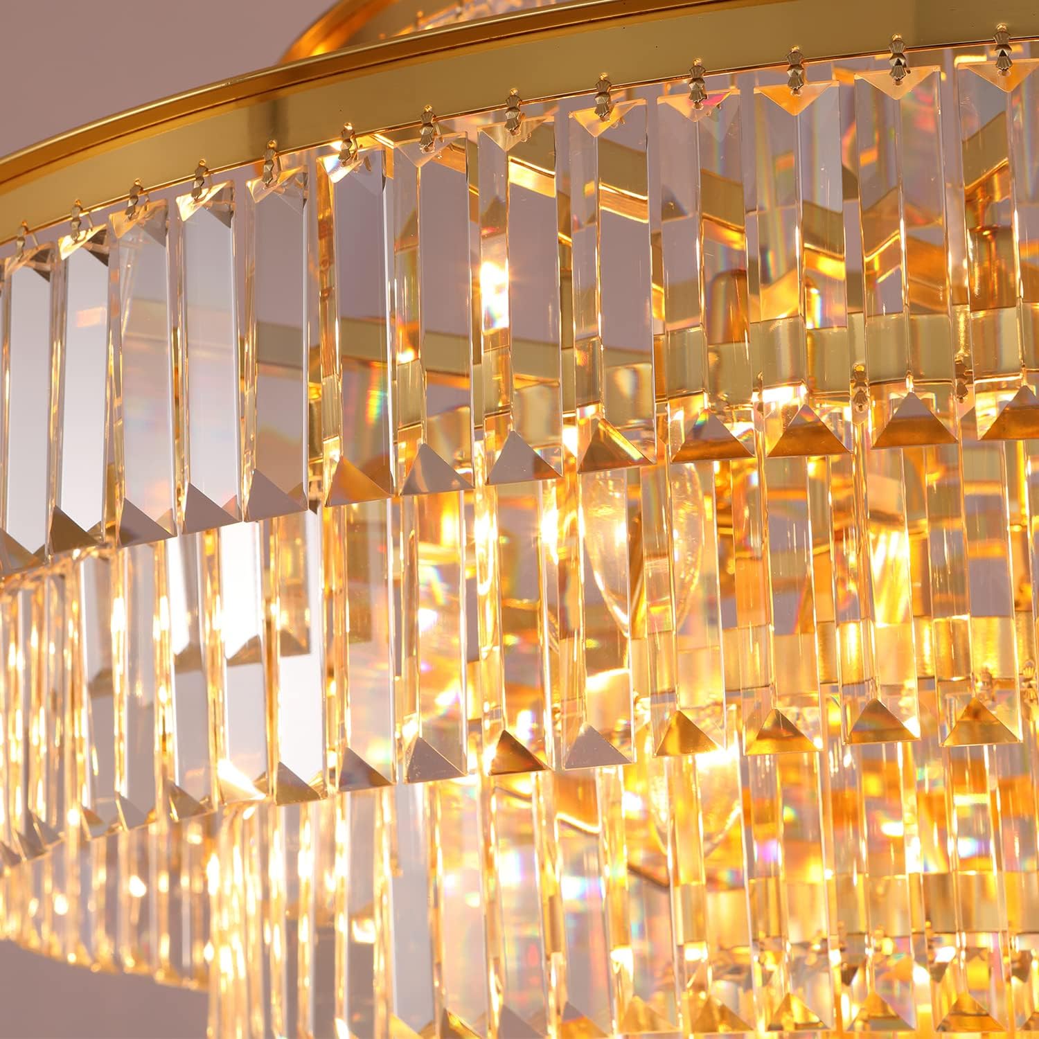 GMlixin Modern Crystal Chandelier Light Pendant Ceiling Lamp 4-Tier Chandeliers Lighting Fixture for Dining Living Room Foyer Hallway 6-Lights Gold (Dia 20 Inch) : Everything Else