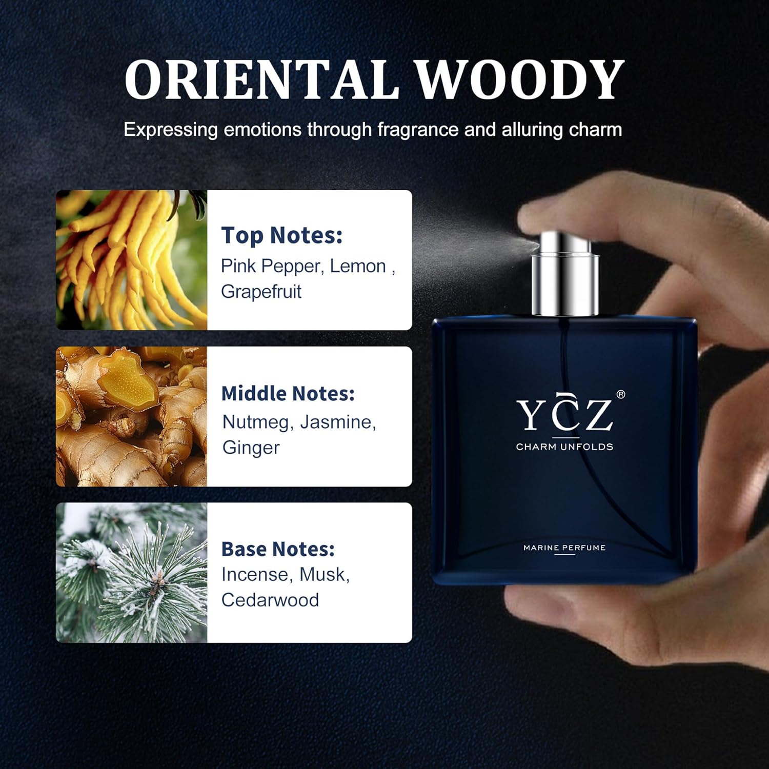 Ycz Charm Unfolds Marine Perfume for Men, 1.7 oz. Long Lasting Eau De Parfum Cologne For Men, Oriental Woody Fragrance - Ideal Special Occasions, Making it the Ideal gentlemen’s Gift - Image 3