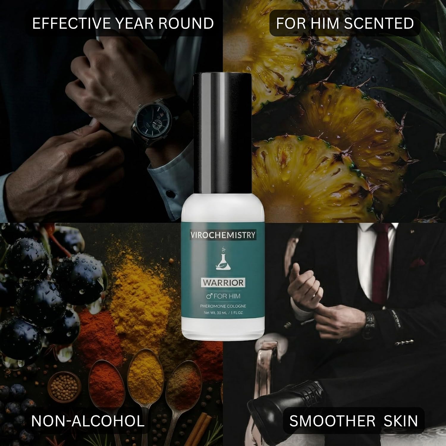 Pheromones to Attract Women for Men (Warrior) - Exclusive, Ultra Strength Organic Fragrance Body Cologne Spray - 1 Fl Oz (Human Grade Pheromones to Attract Women)