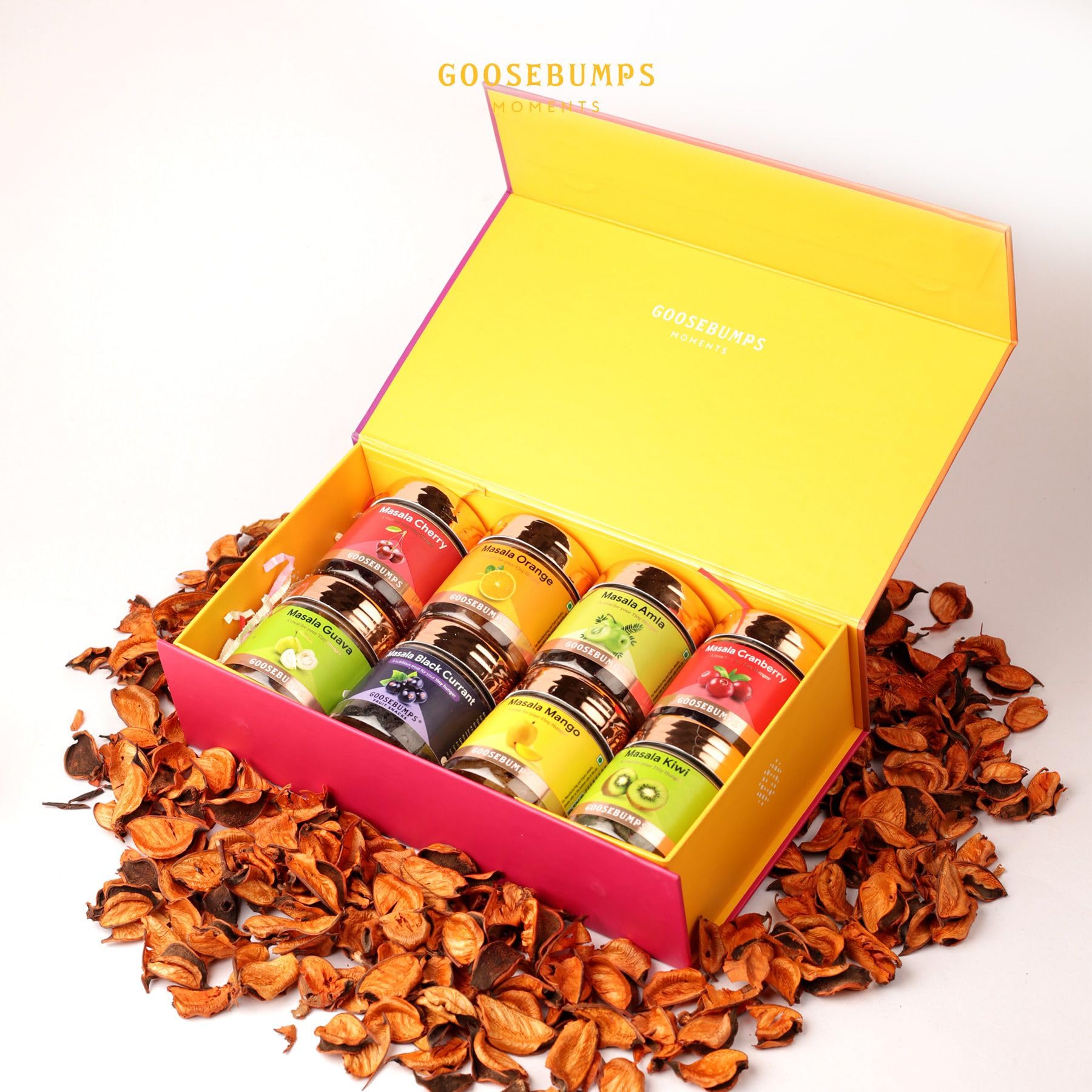 Goosebumps Premium Festive Gift Hamper | Celebration Box | Corporate Gift Hamper | Gift Pack For Friend & Family | Carnival Gift Box | Dehyadrated Masala Fruits | Combo Pack of 8, 440g (B0CJ1CJJ39) Amazon Price History, Amazon Price Tracker