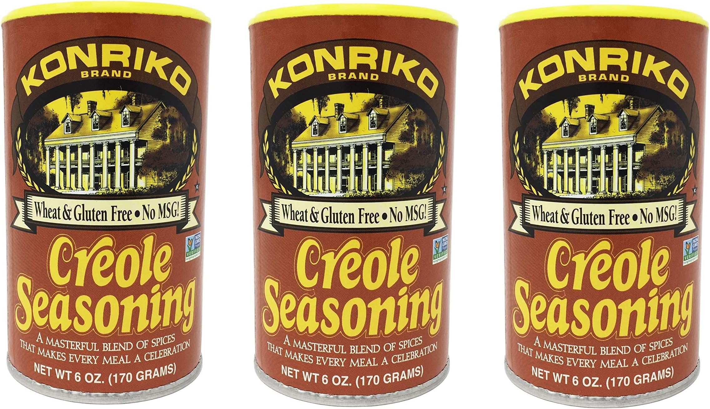 Konriko - Creole Seasoning 6 oz (Pack of 3) - Wheat Free - Gluten Free - No MSG