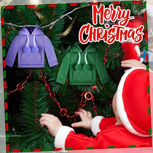 Miniatura 5 de Meooeck Juego de 6 accesorios de elfo de Navidad que incluye 2 ropa de muñeca elfo navideña y 4 accesorios novedosos de elfo para niños (pesca)