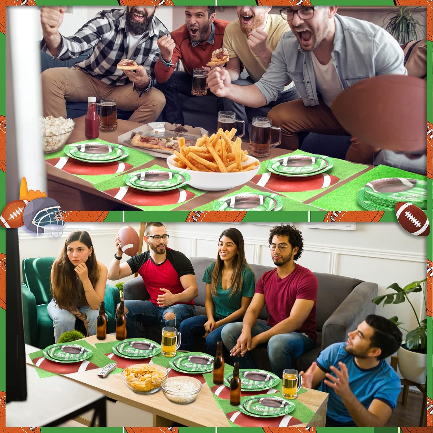180Pcs Football Party Supplies Paper Plates and Napkins Serve 60 Disposable Tableware Set for Birthday Party Decorations Game Day Family Holiday Sports Events - Image 4