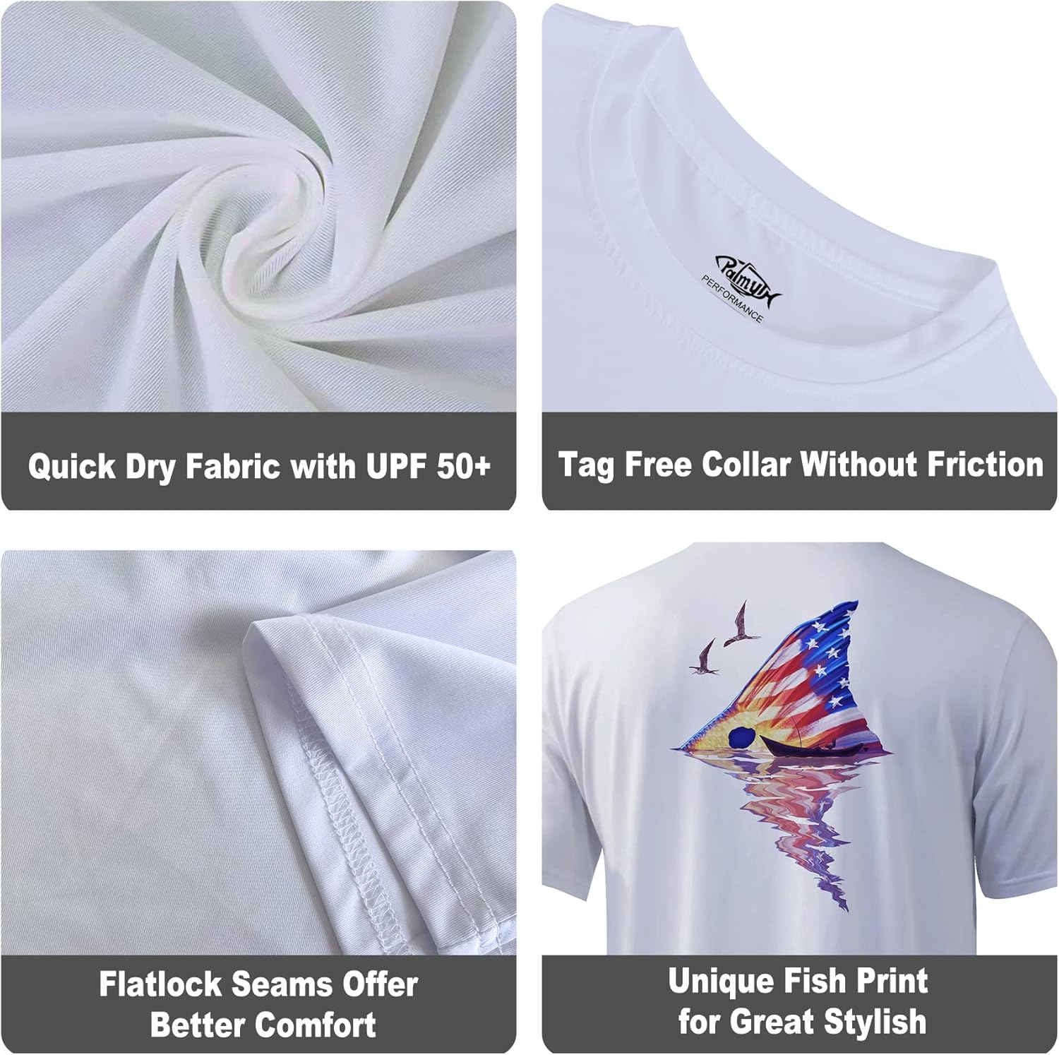 Palmyth Men's Fishing Shirt Short Sleeve Sun Protection UV UPF 50+ SPF T-Shirt - Image 5