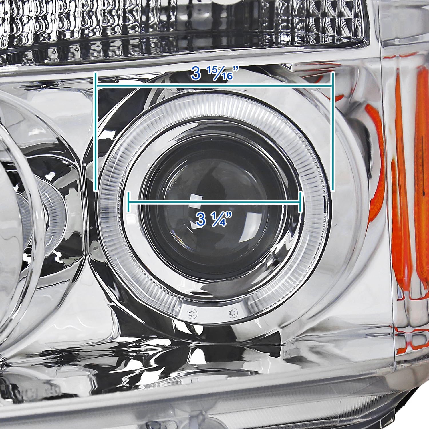 SPEC-D TUNING Halo Chrome Housing Clear Lens Projector Headlights Compatible with 2004-2015 Nissan Titan, 2004-2007 Nissan Armada, Left + Right Pair Headlamps Assembly