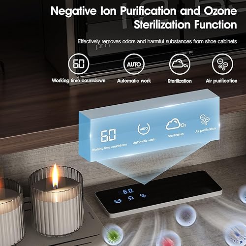 Miniatura 4 de Vabches Armario de zapatos para entrada con 2 cajones abatibles, organizador de zapatos con iones negativos y función desodorizante, armario oculto