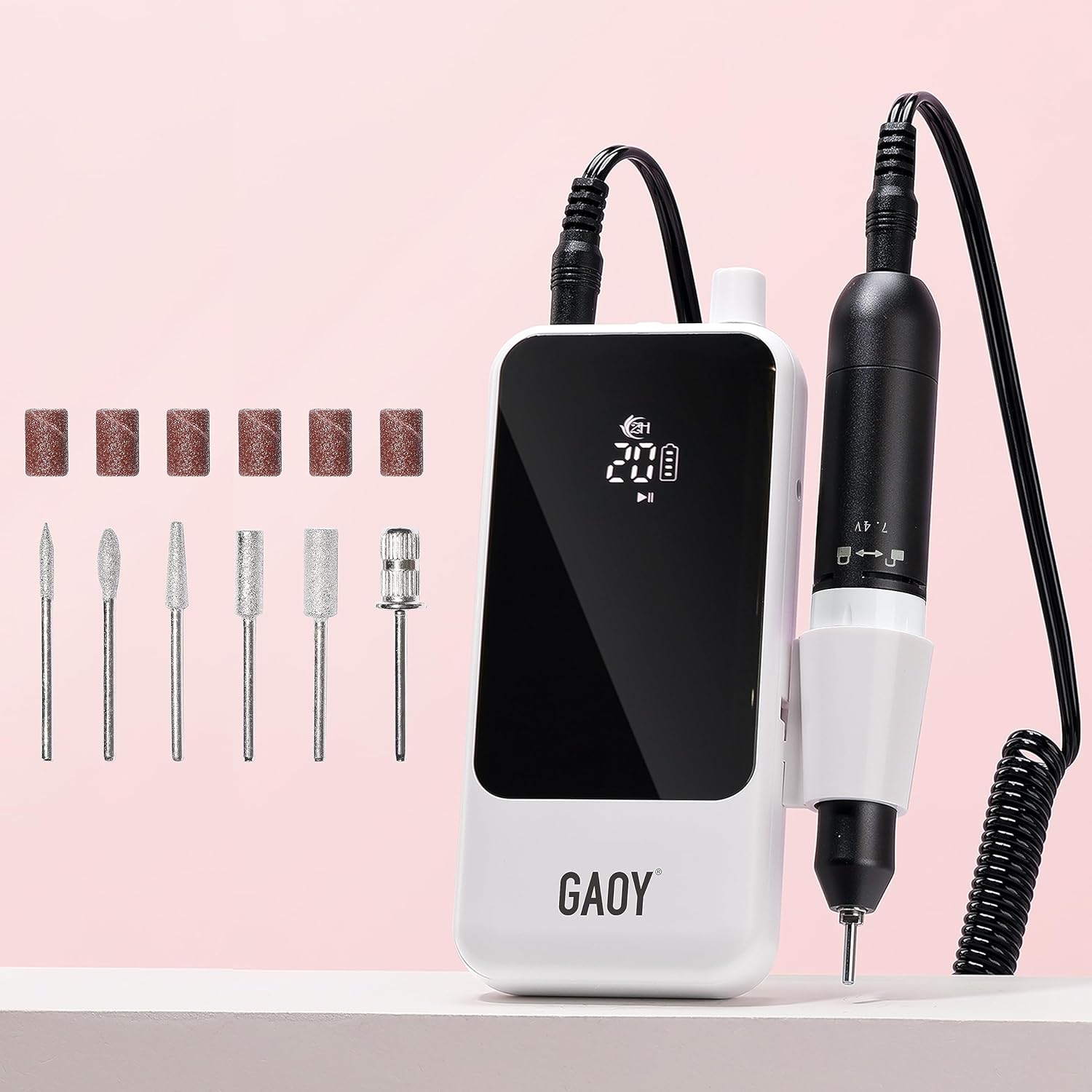GAOY Cordless Nail Drill, Electric Nail File with 6 Drill Bits for Acrylic and Gel GAOY Cordless Nail Drill, Electric Nail File with 6 Drill Bits for Acrylic and Gel