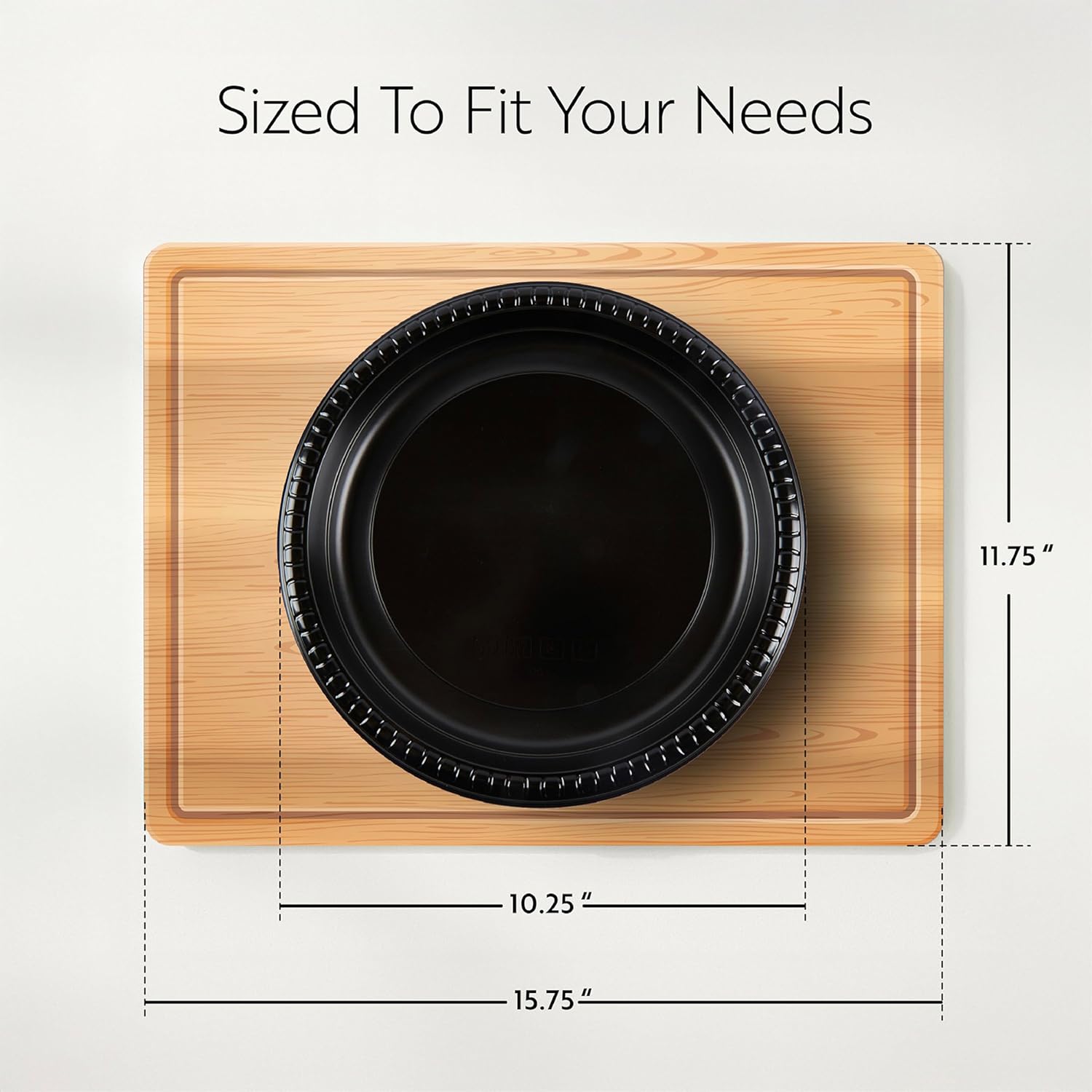 RW Base 10.4 Inch Microwavable Food Plates, 100 Round Plastic Plates - Disposable, Heavy-Duty, Black Plastic Dinner Plates, Serve Hot And Cold Foods, For Restaurants And Cafes - Restaurantware