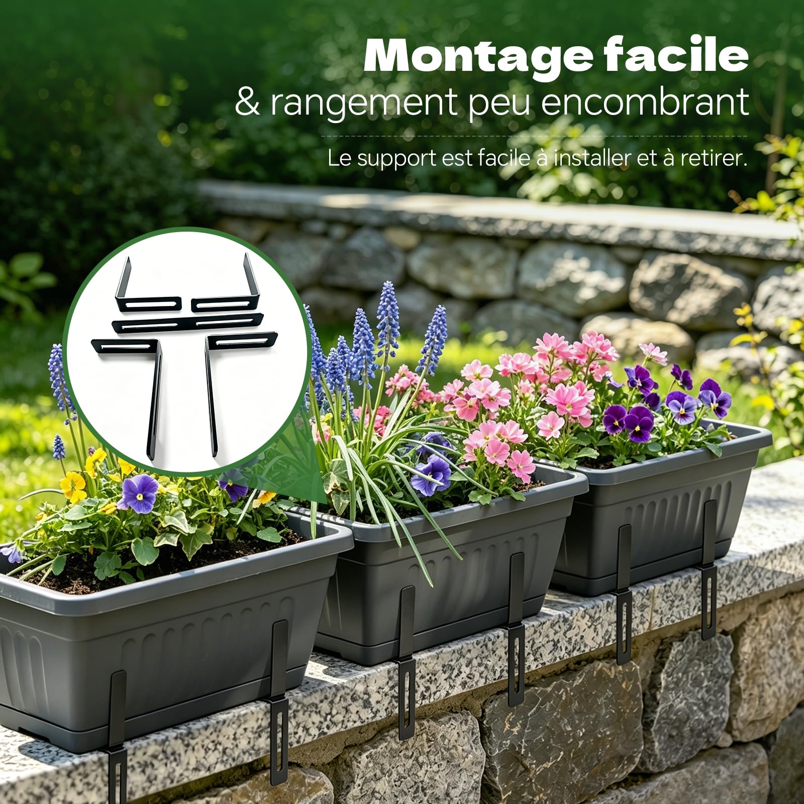 support jardiniere balcon，Supports de Jardinière en Forme de HLot 6