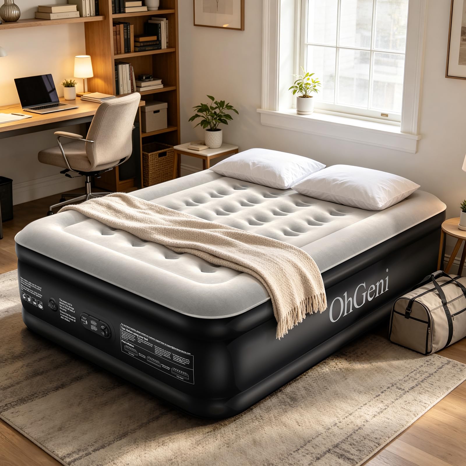 OhGeni Queen Air Mattress - Built-in Pump & 18" Raised Bed -12
