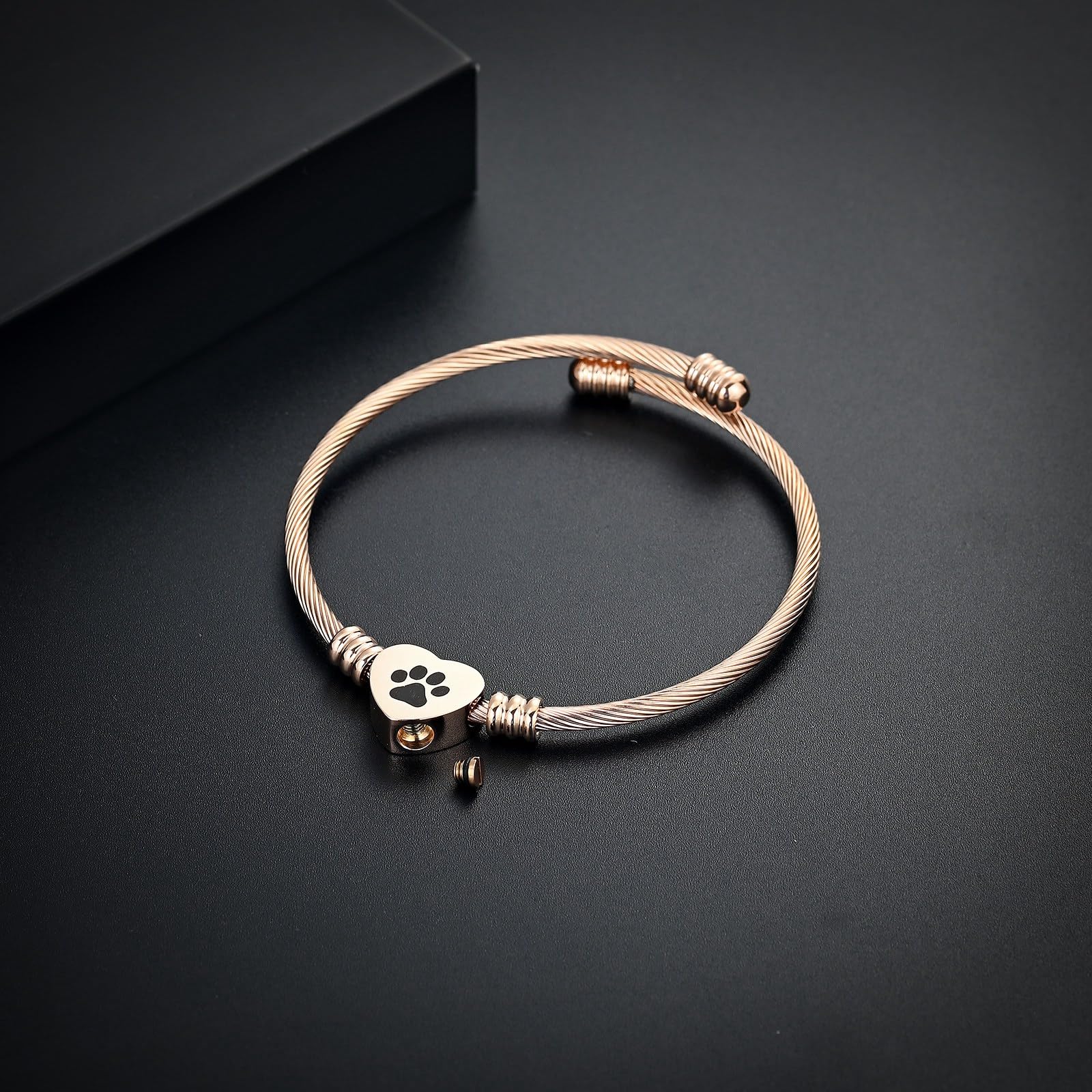 Braccialetto per ceneri, gioiello commemorativo in acciaio inox, a forma di zampa di animale domestico, a forma di cuore, urna con ciondolo a forma di urna per i propri cari, funerali,