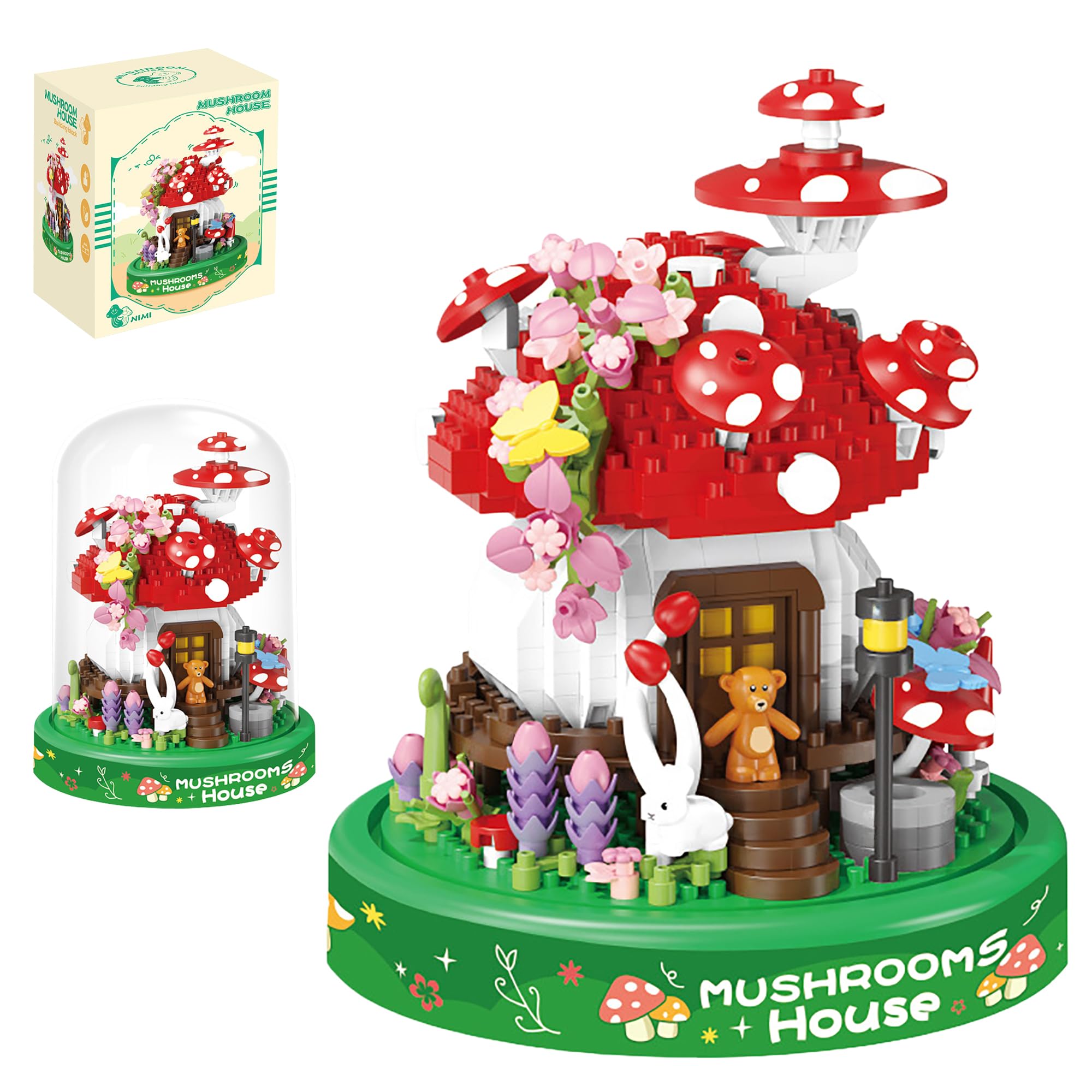 Mushroom House Mini Building Block Set, 645 PCS Ideas Construction Bricks Model Toy, DIY Creative Mushroom House Architecture Building Kit, Construction Bricks Not Compatible with Main Brands