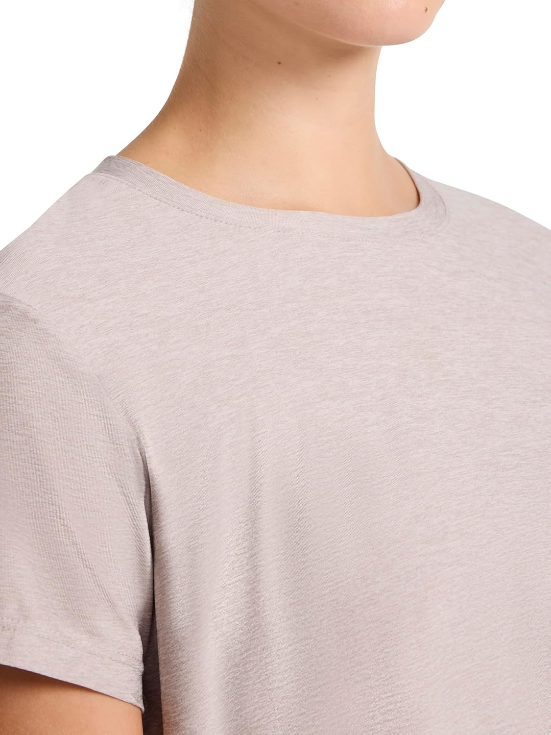 Reebok Women's Wrap Around Wordmark Graphic Crewneck T-Shirt, Standard Fit, Lightweight Stretch Poly Marled Jersey Fabric - Image 4