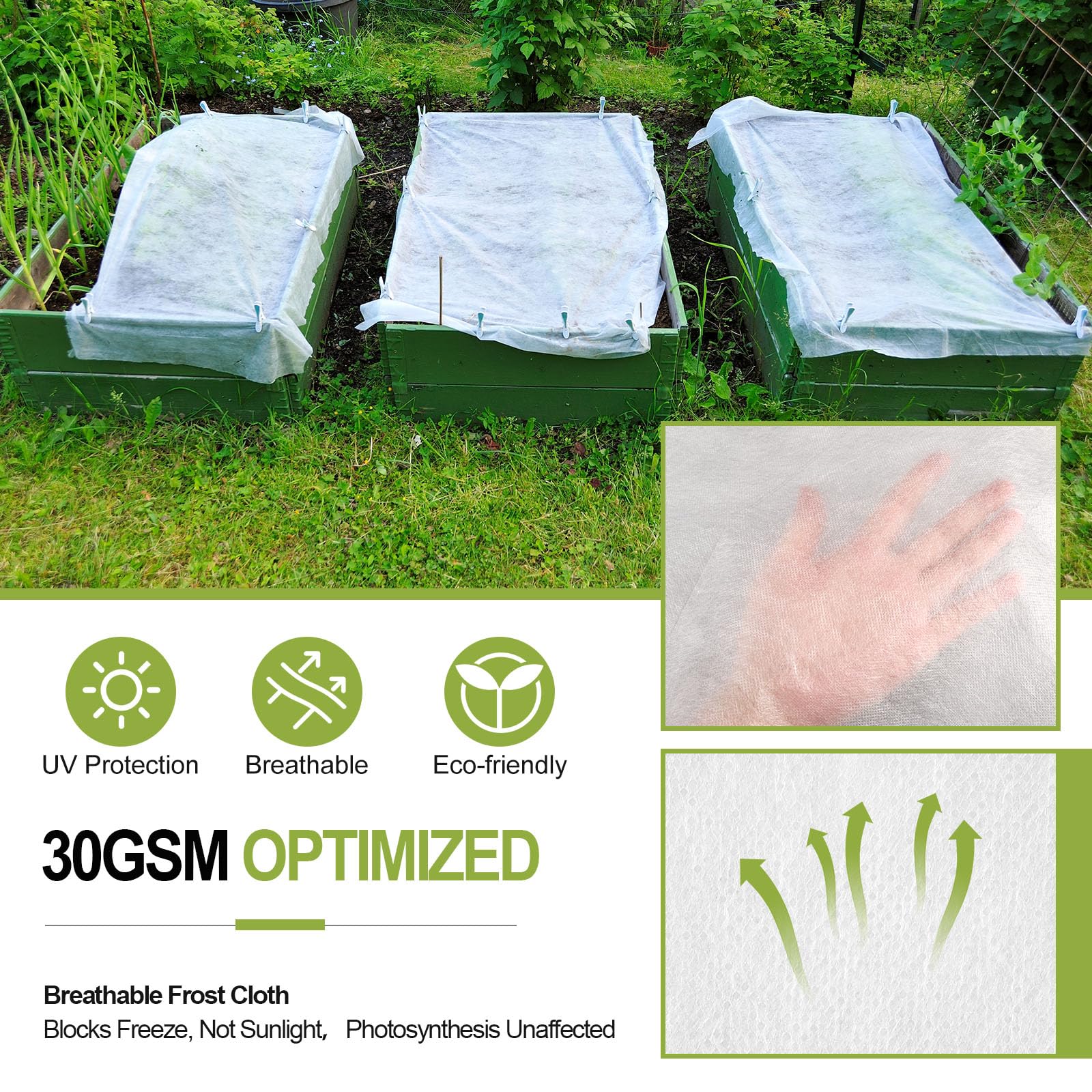 Cubiertas para plantas, protección contra la congelación, 10 x 50 pies, reutilizables, gruesas, cubiertas flotantes de invierno, manta de tela de sombra, tela de jardín, cubierta de plantas para camas