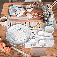 Mudder 4-Piece Polymer Clay Tools: Acrylic Roller, Clear Sheet, Flexible Carbon Steel Cutters for DIY Sculpting & Modeling