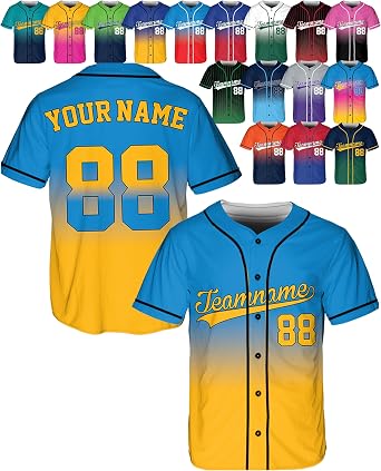 Custom Gradient Baseball Jersey - Personalized Baseball Shirts Team Uniform with Name Number Logo for Men, Women, Boys, Girls