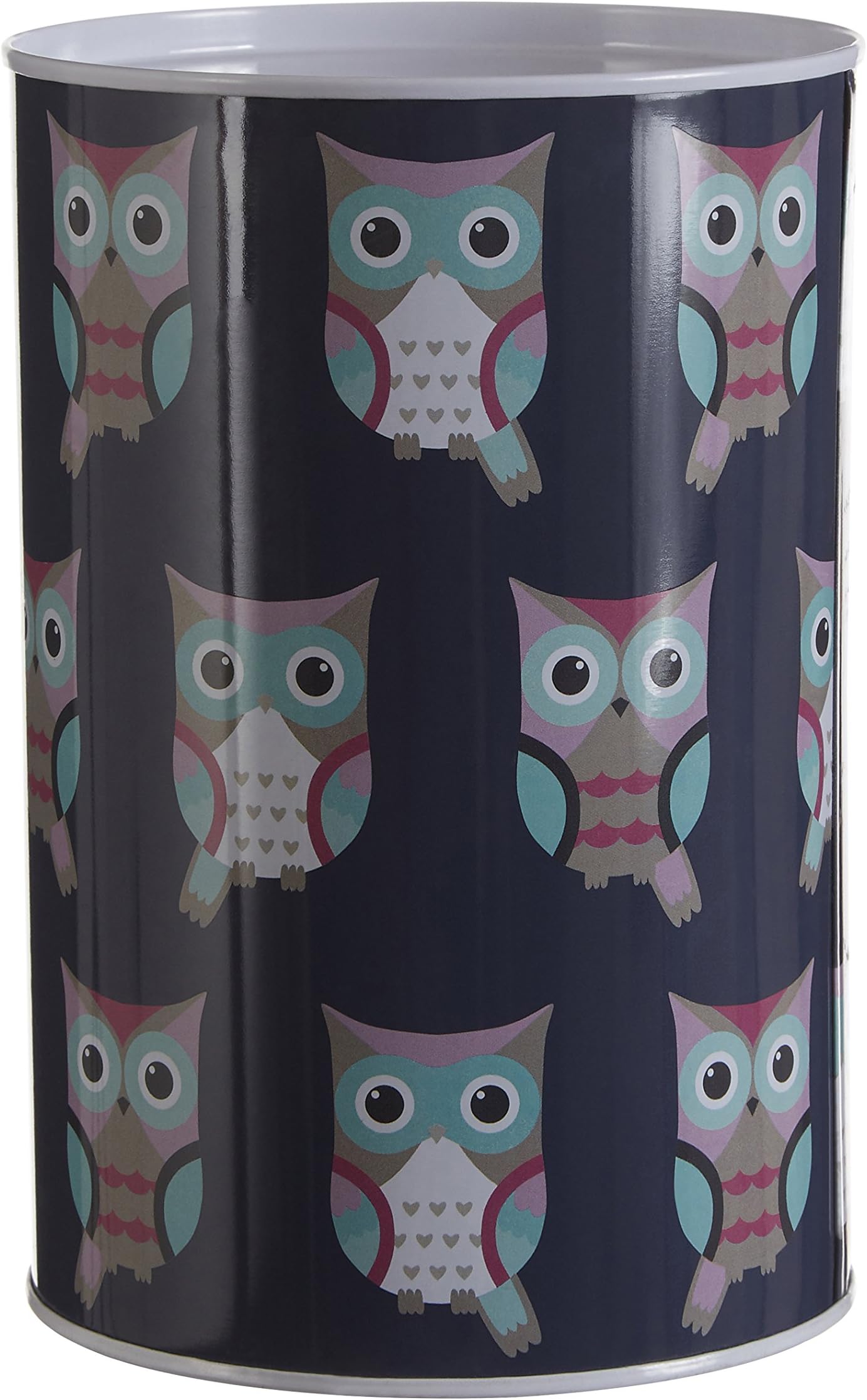 Premier Housewares 1411330 Happy Owls Money, Tin, Blue, 10 x 10 x 15 cm