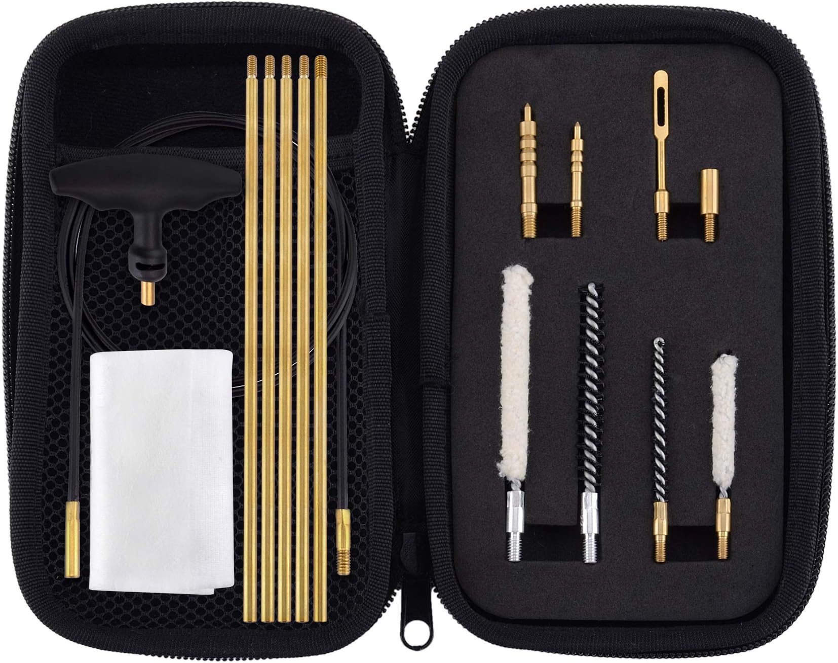 Boosteady .177 Cal & .22 Cal Airgun Cleaning Kit with Cotton Mop Brass Cleaning Rod Nylon Brushes in Zippered Organizer Compact Case