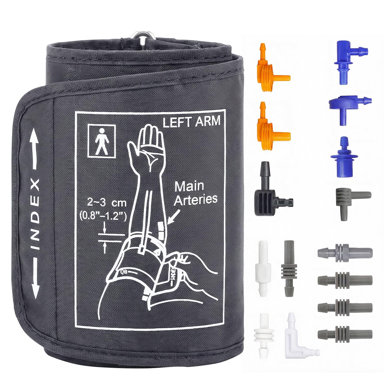 Blutdruckmanschette Ersatz,32-52cm XXL Extra Große Manschette Blutdruckmessgerät, Blutdruckmanschette Oberarm Blutdruck Manschette Universal Tragbare Männer Frauen mit 16 Steckverbinder