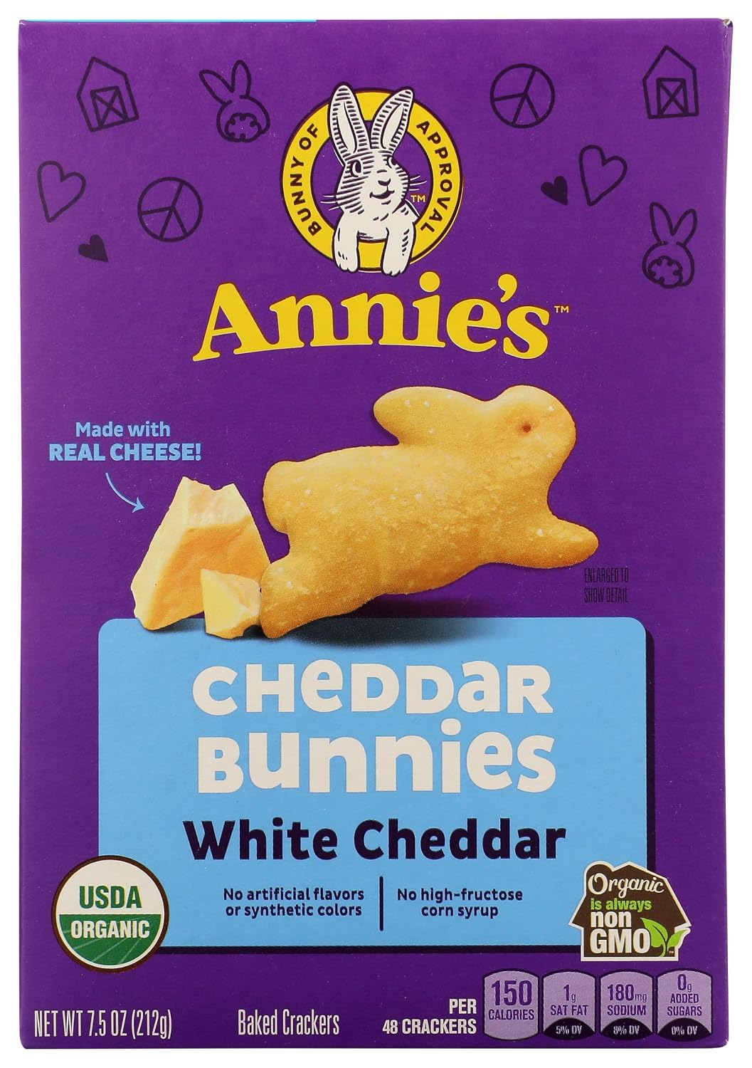 Annie's Organic White Cheddar Bunnies Baked Snack Crackers, 7.5 oz