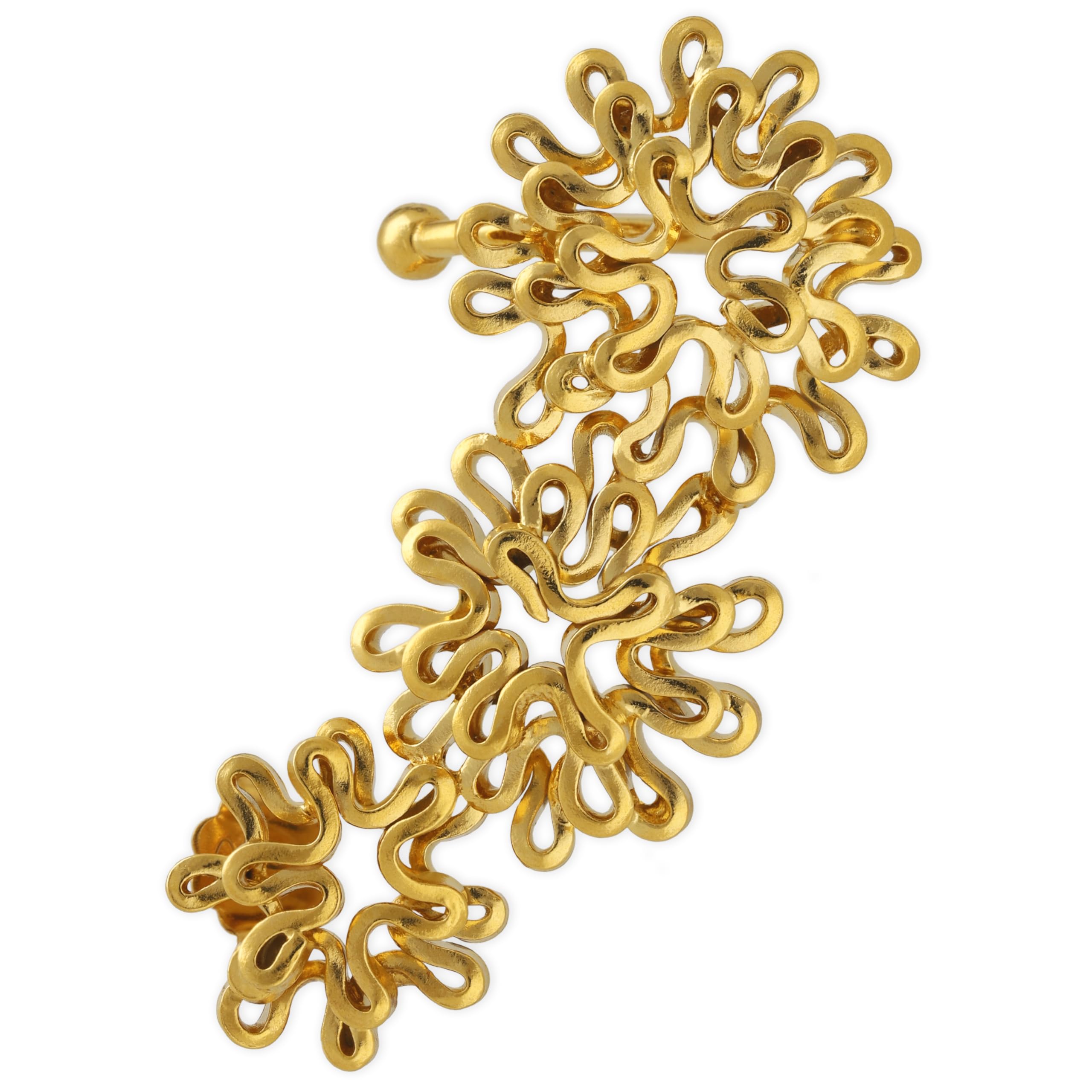 Kwiatowa Nakładka na Ucho z Piercingiem - Srebro 925 Rodowane - Ozdobny Kwiatowy Design Statement - Bez Niklu Hipoalergiczne - Pojedyncza Prawa - Handmade by Emmanuela