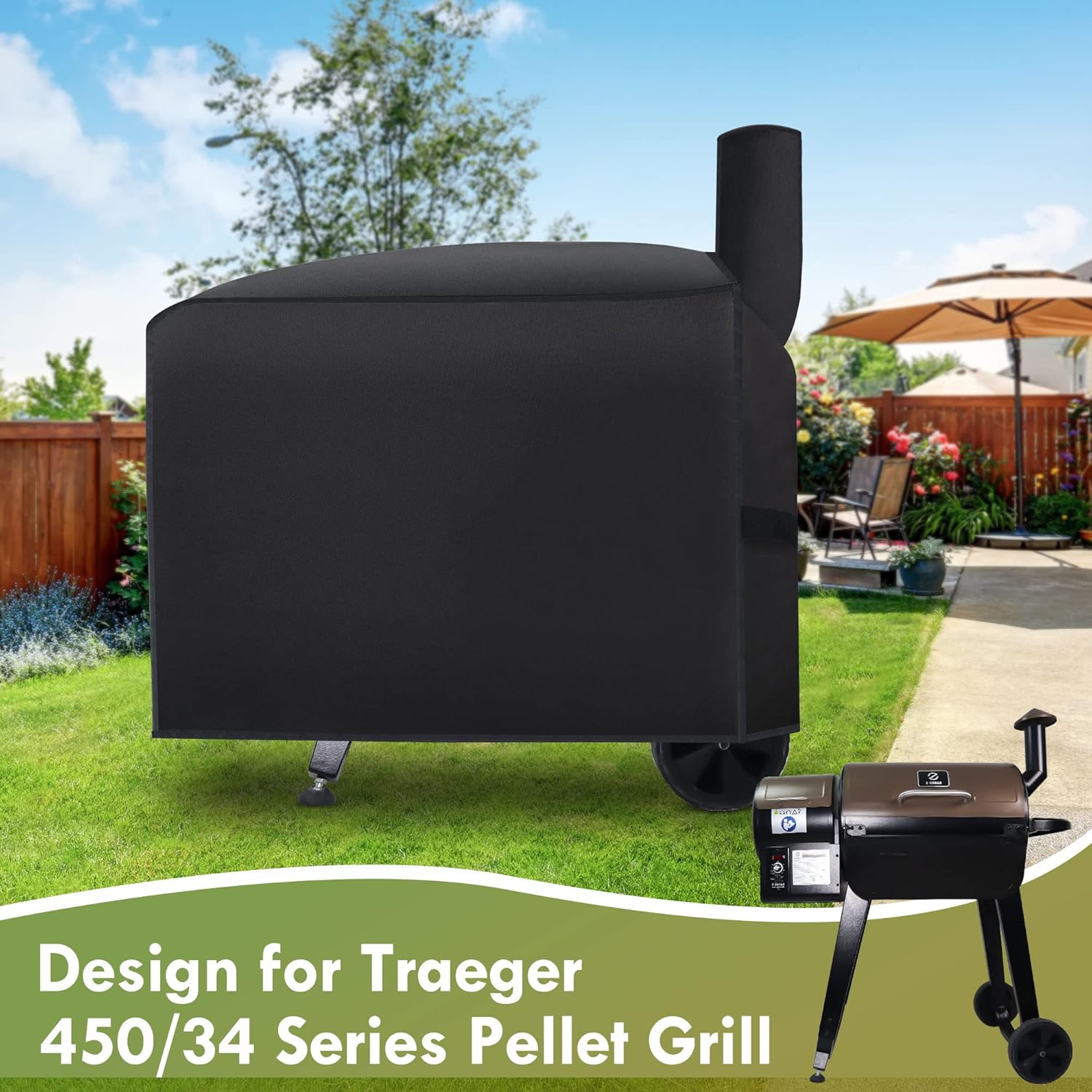 Pellet Grill Cover for Z Grill ZPG-700D Series Wood Pellet and ZPG-450A ZPG-550B, UV Fade Resistant Grill Cover, Heavy Duty Z Grill Cover