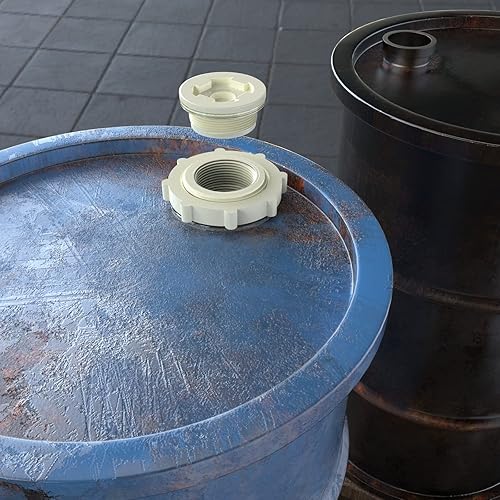 Miniatura 5 de TAISHER Adaptador de conector de tanque de mamparo de 1-14 pulgadas de ABS blanco con tapones y junta para tanque de agua, barriles de lluvia,