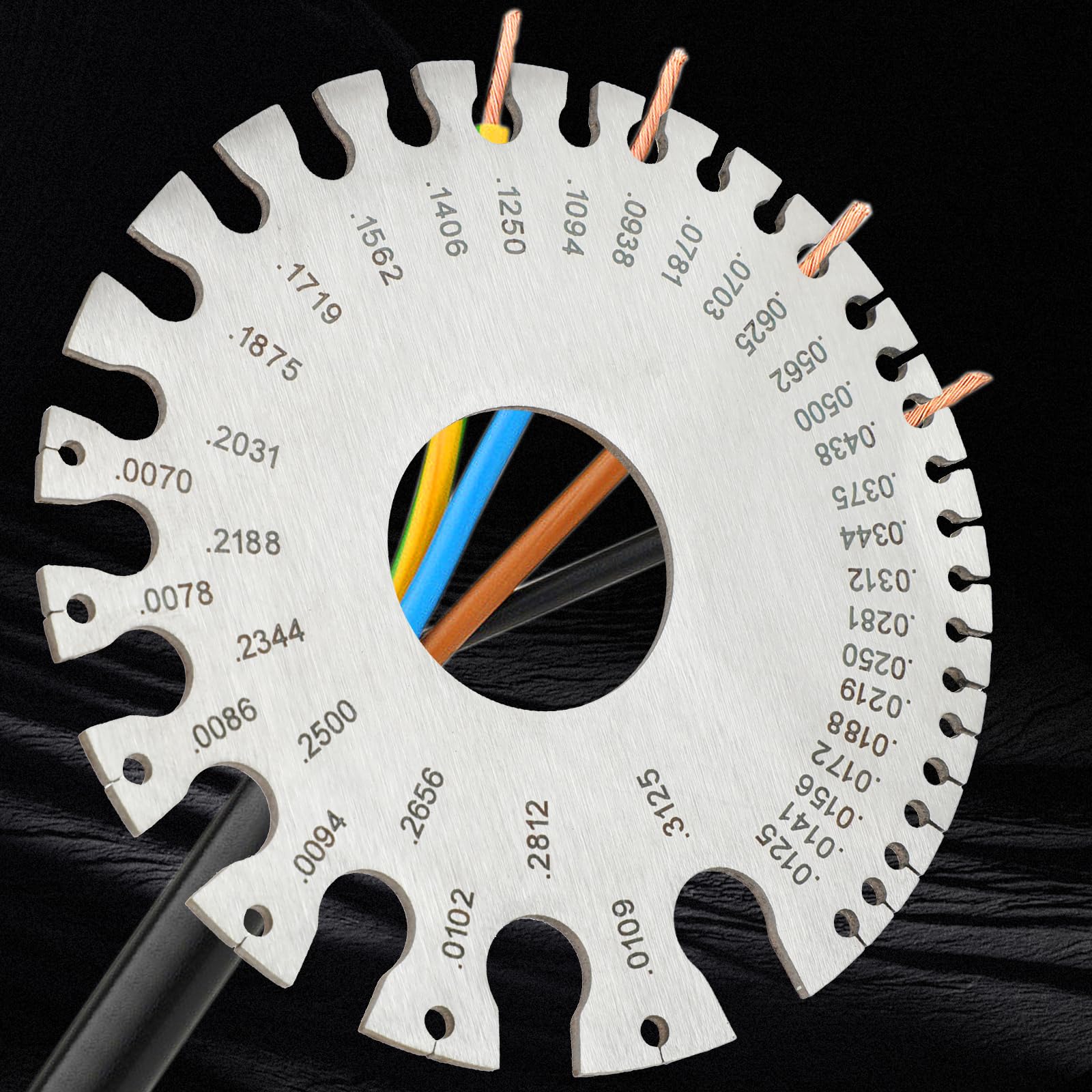 2 Pcs Wire Gauge Measuring Tool Wire Size Chart Stainless Steel Thickness Gauges Metal Sheets Standard Dual Sided Round Wire Sheet Gage Welding Material Cable Measurement Gauges for Wire Welding - Image 6