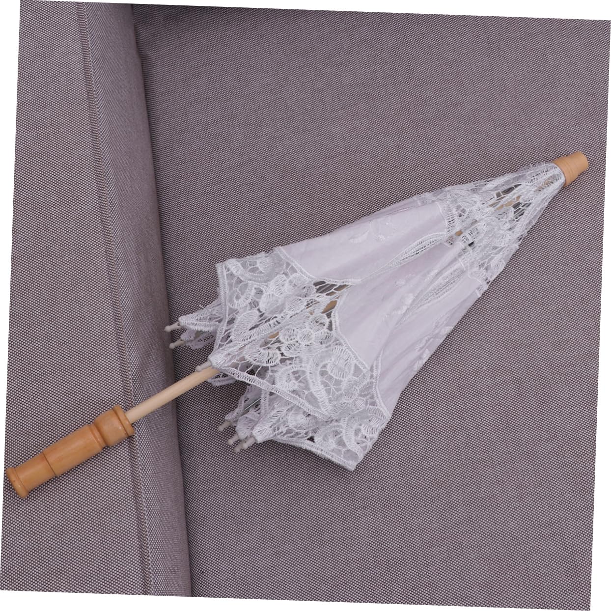 Holibanna Lace Umbrella for Wedding Event Handmade Cotton Parasol Non-waterproof Craft Photography Prop 60cm White