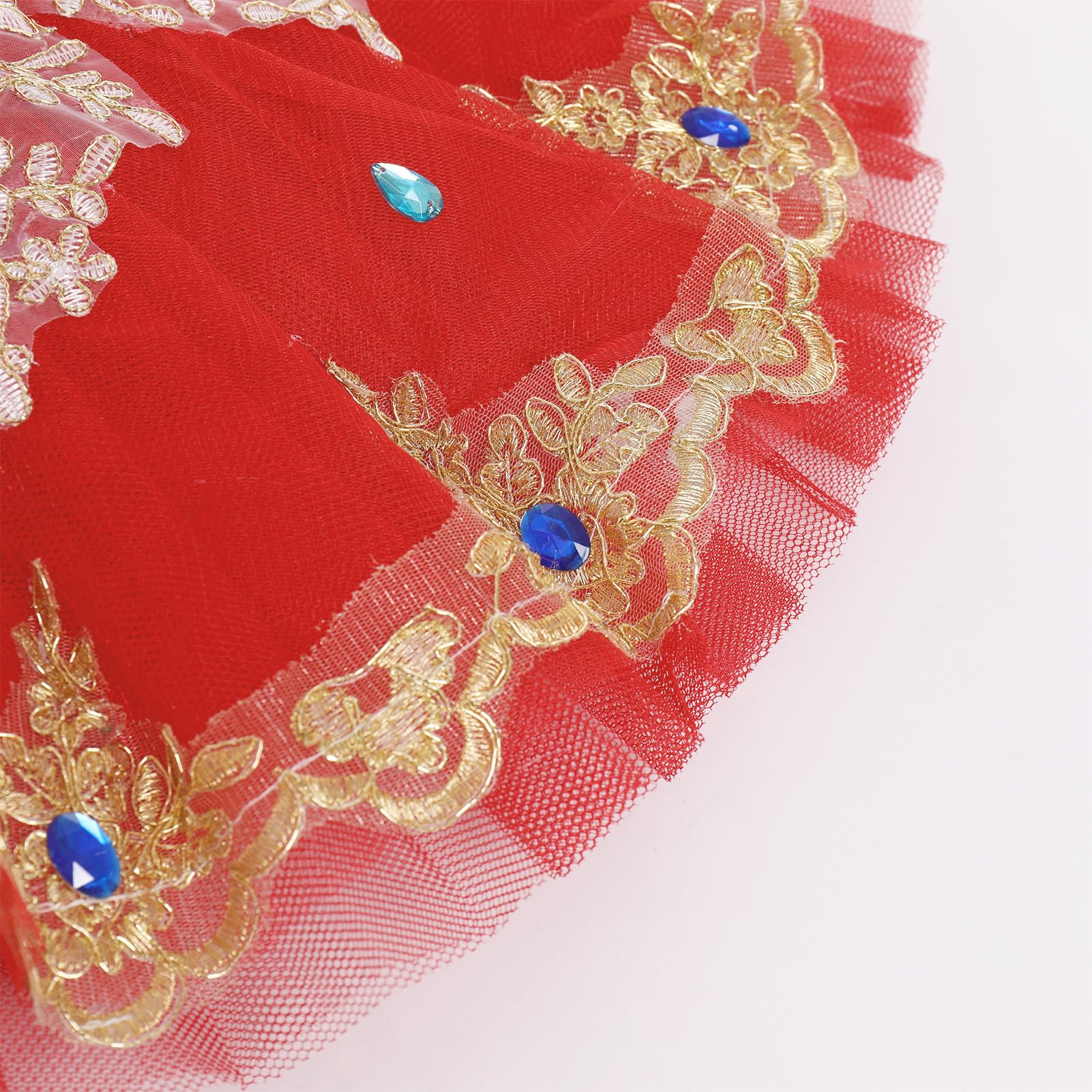IDOPIP Enfant Fille Costumes de Ballet Danse Tutu Robe Perles Strass Fleurs Broderie Dentelle Cygne Col en V Fines Bretelles