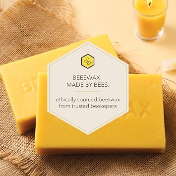 Beesworks Yellow Beeswax Bars (2 lbs) | 100% Pure, Cosmetic Grade, Triple-Filtered Beeswax for DIY Skin Care, Lip Balm, Lotion and Candle Making (1 lb Bars - Pack of 2)